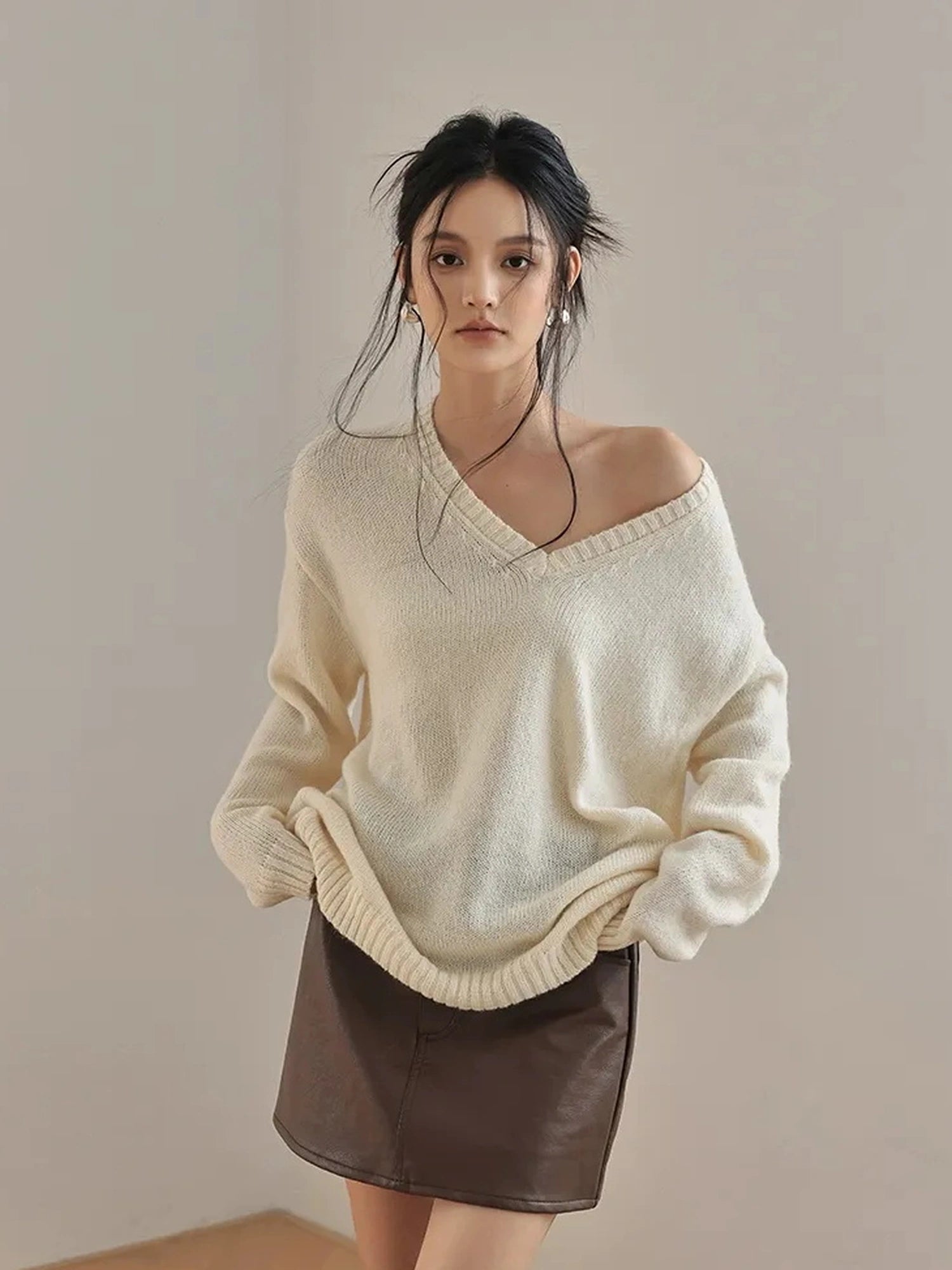 FU FRESH UP Fall Winter Pu Leather A Line Mini Skirt