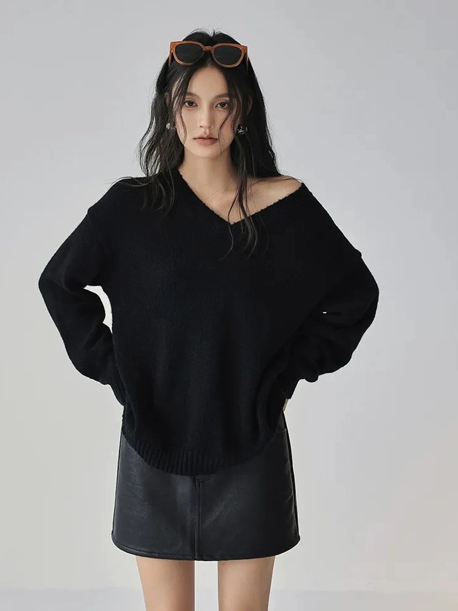 FU FRESH UP Fall Winter Pu Leather A Line Mini Skirt