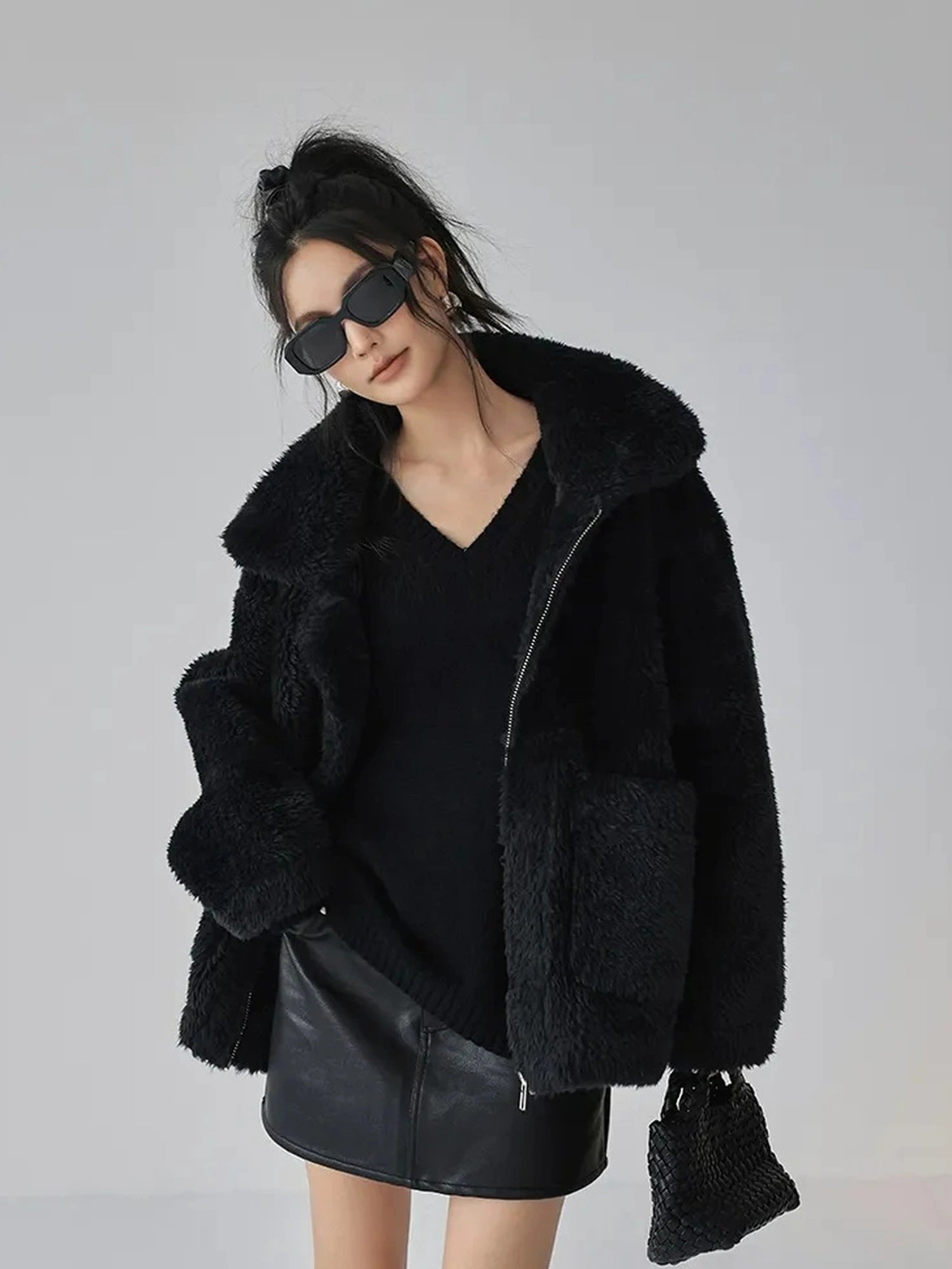 FU FRESH UP Fall Winter Pu Leather A Line Mini Skirt
