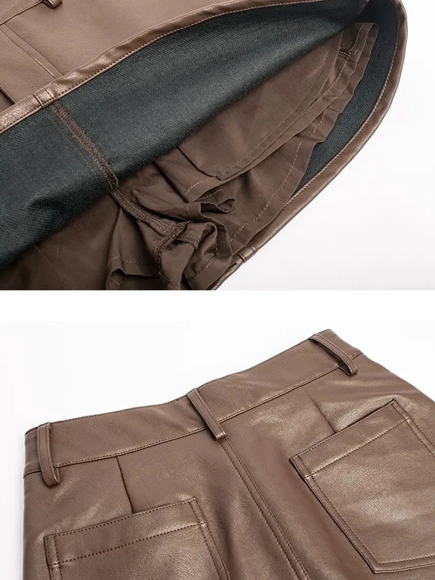 FU FRESH UP Fall Winter Pu Leather A Line Mini Skirt