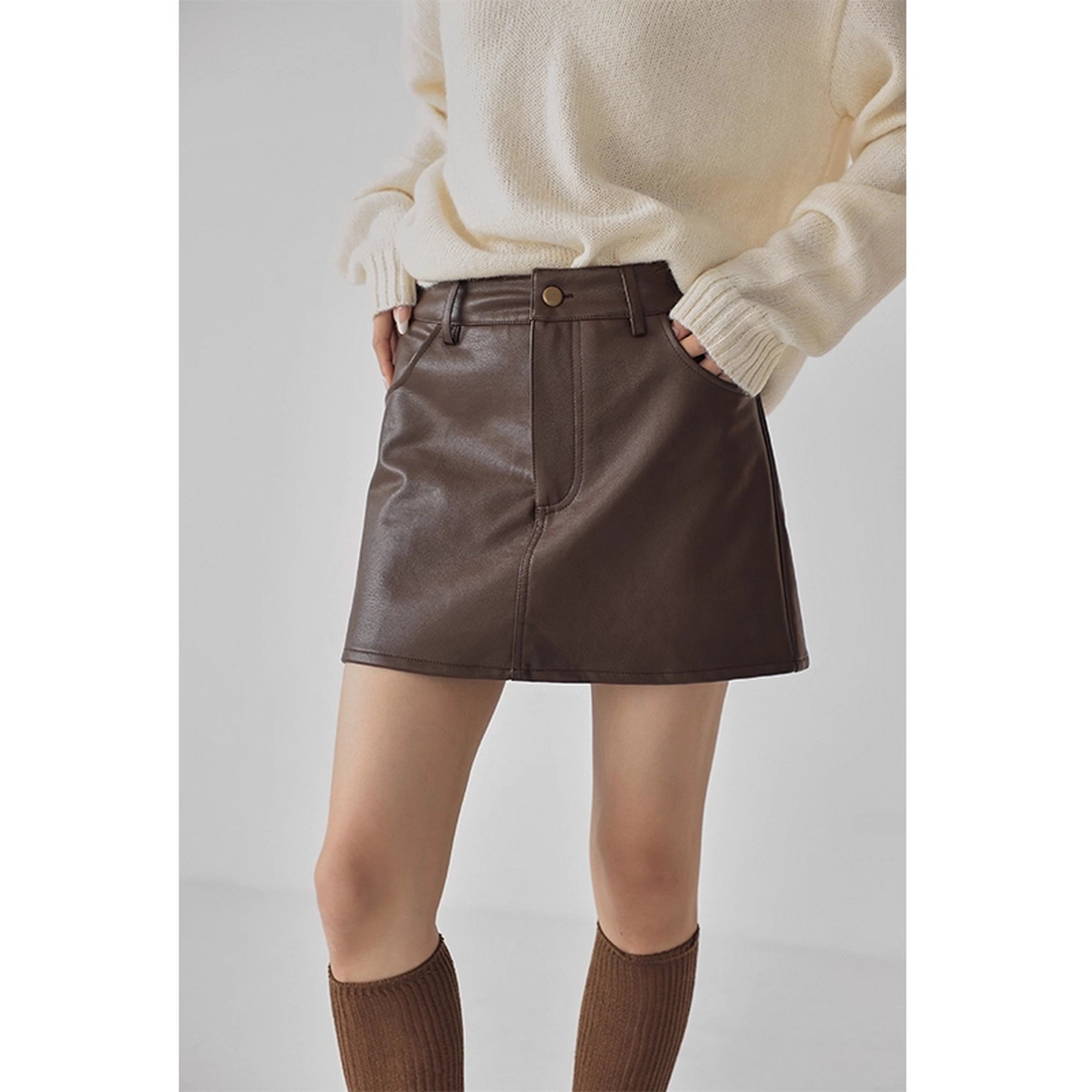 FU_FRESH_UP_Fall_Winter_Pu_Leather_A_Line_Mini_Skirt_MISSTT