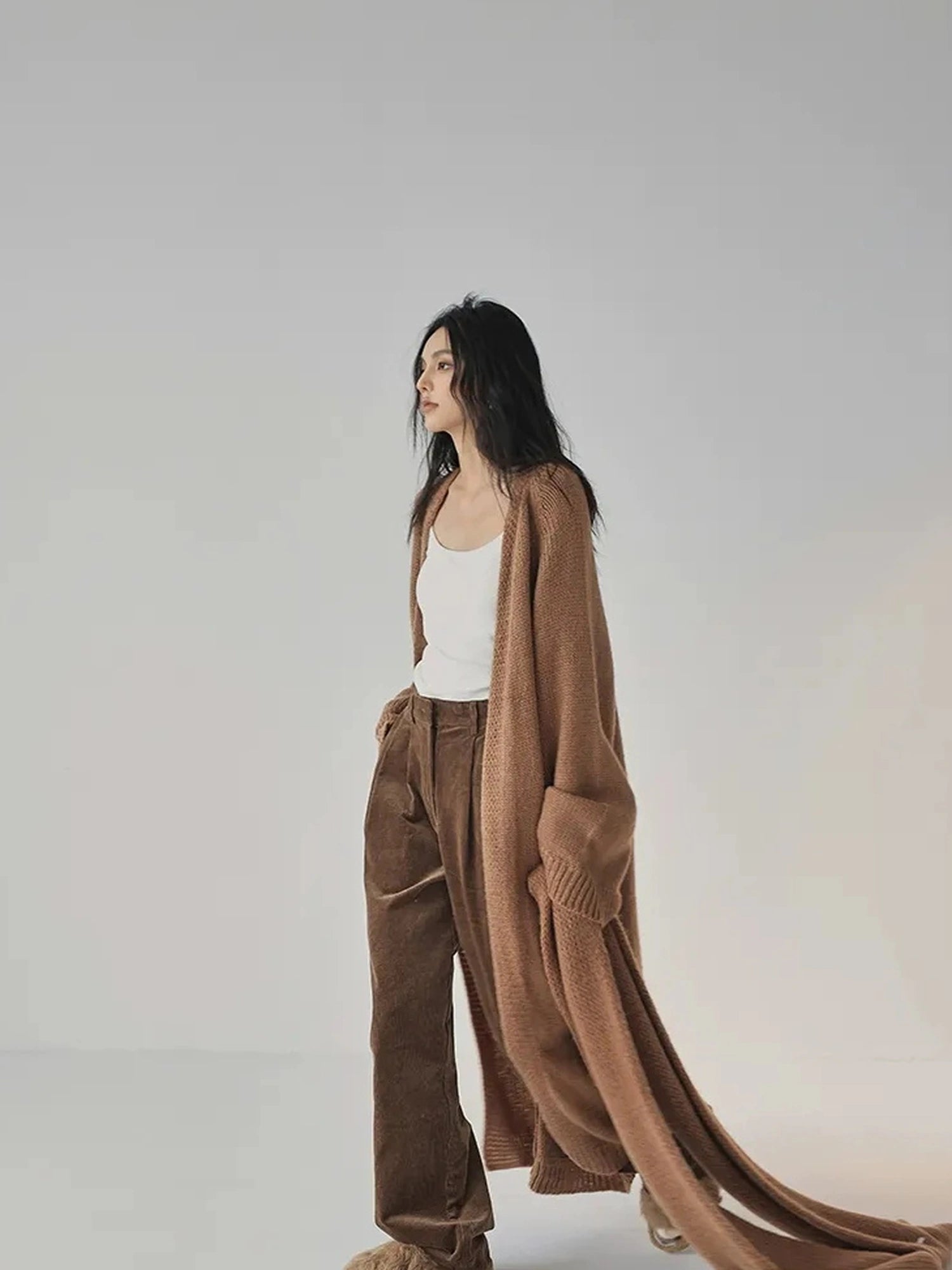 FU FRESH UP Fall Winter Striped Corduroy Wide Leg Trousers