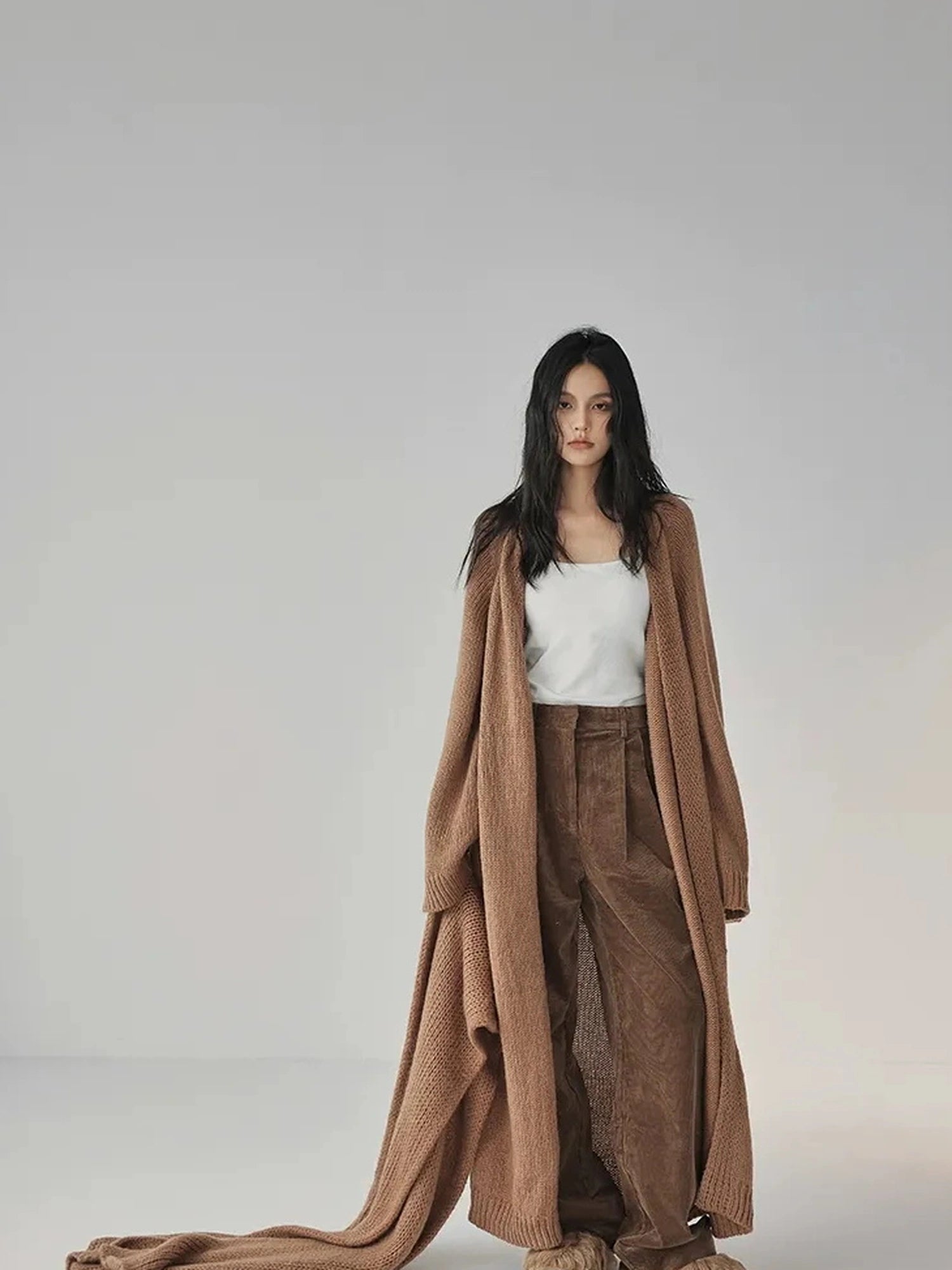 FU FRESH UP Fall Winter Striped Corduroy Wide Leg Trousers