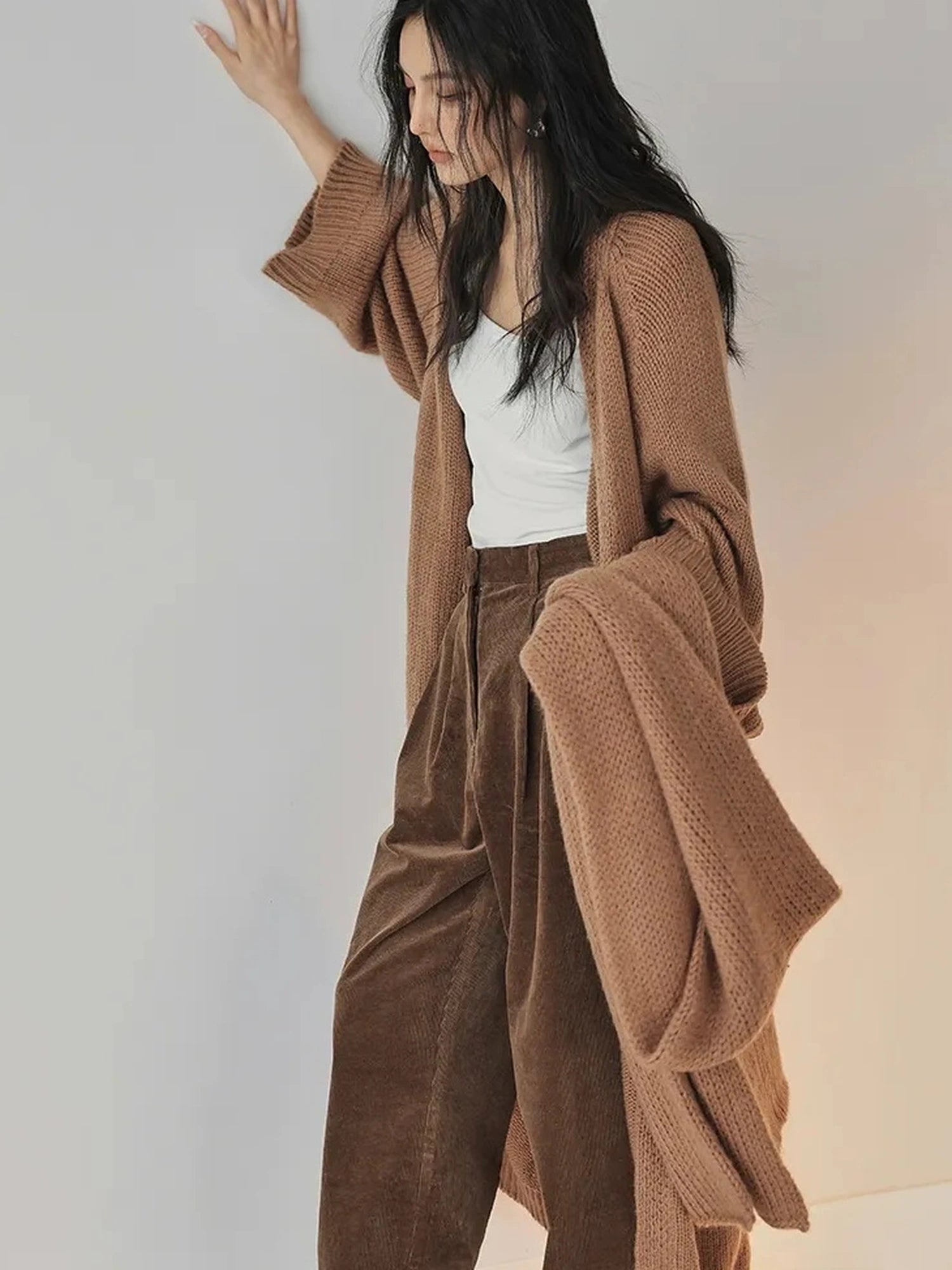 FU FRESH UP Fall Winter Striped Corduroy Wide Leg Trousers