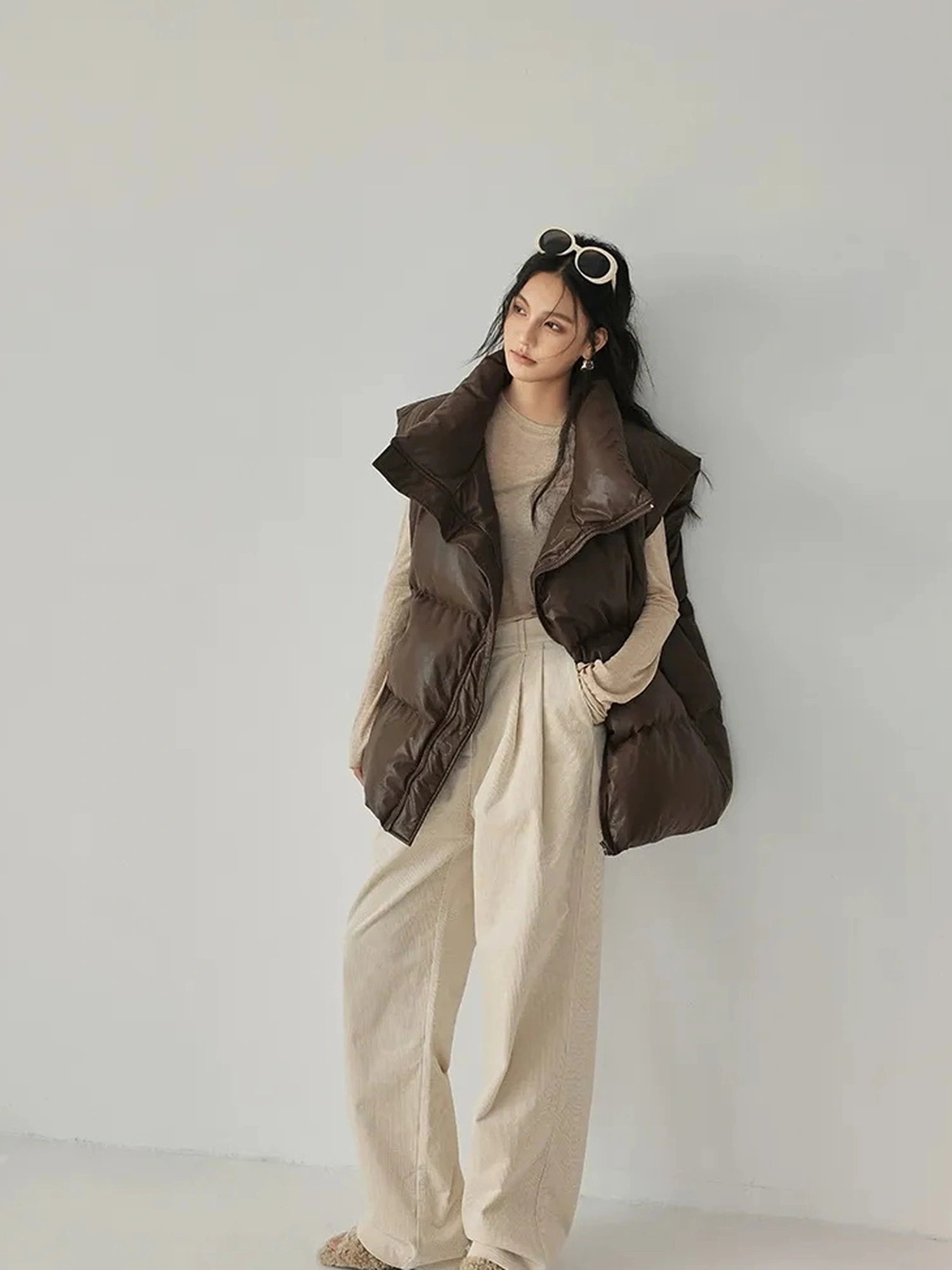 FU FRESH UP Fall Winter Striped Corduroy Wide Leg Trousers