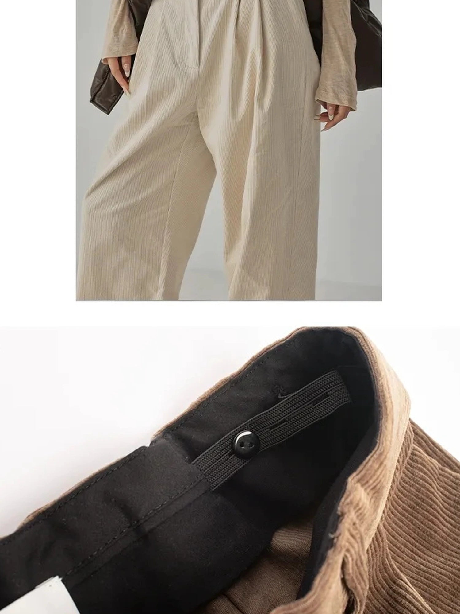 FU FRESH UP Fall Winter Striped Corduroy Wide Leg Trousers