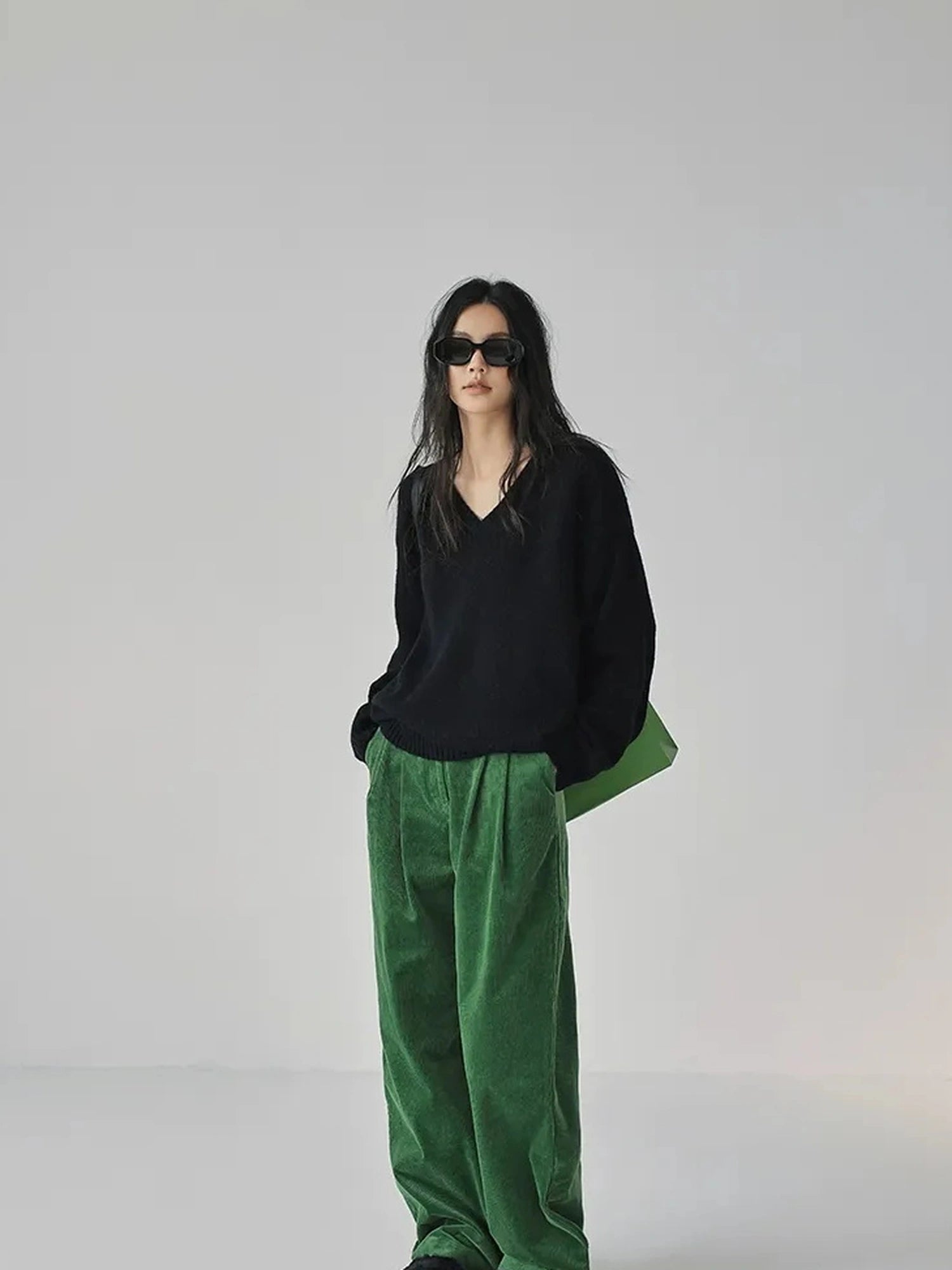 FU FRESH UP Fall Winter Striped Corduroy Wide Leg Trousers