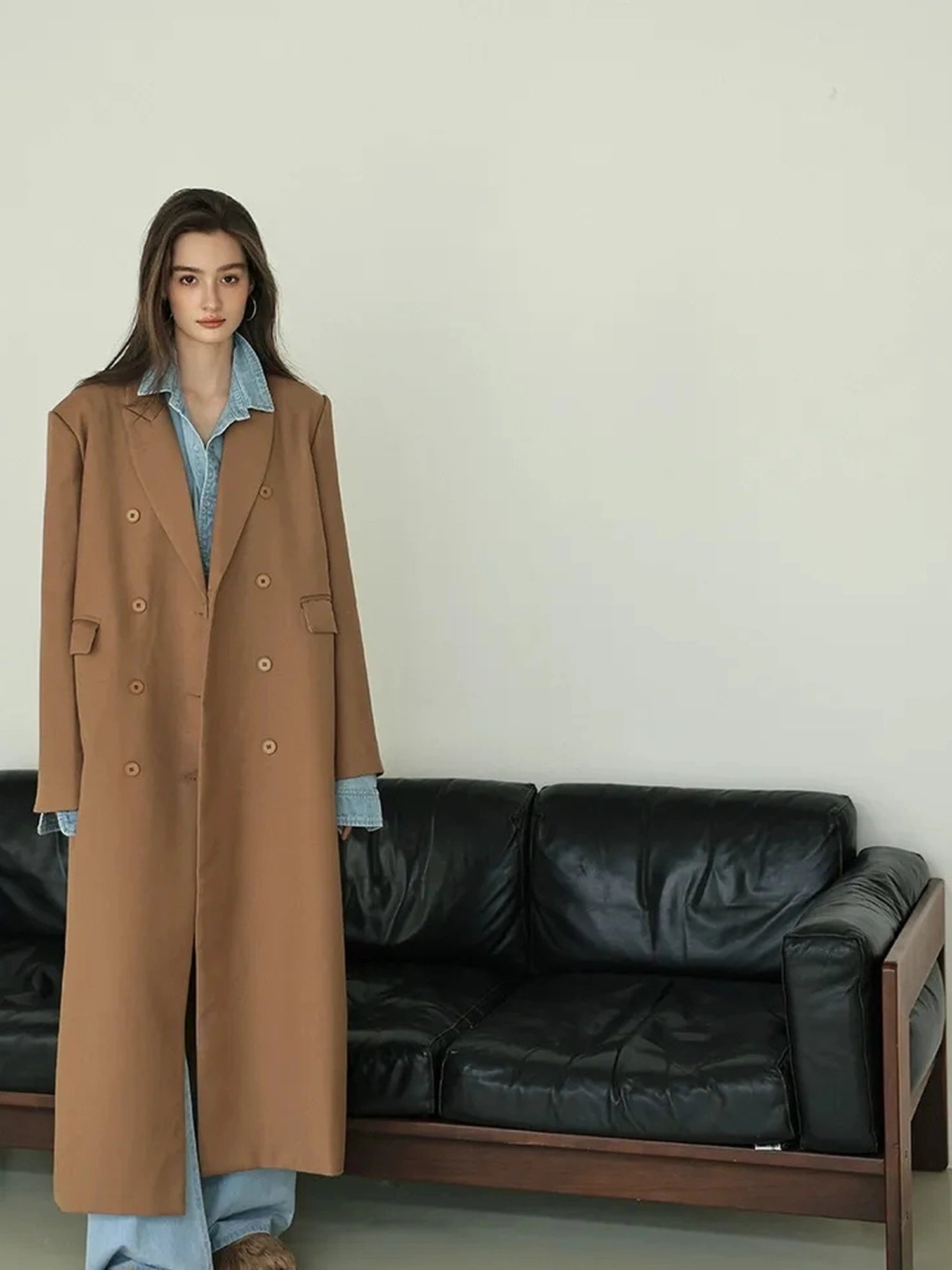 FU FRESH UP Fine Wool Double Breasted Trench Coat