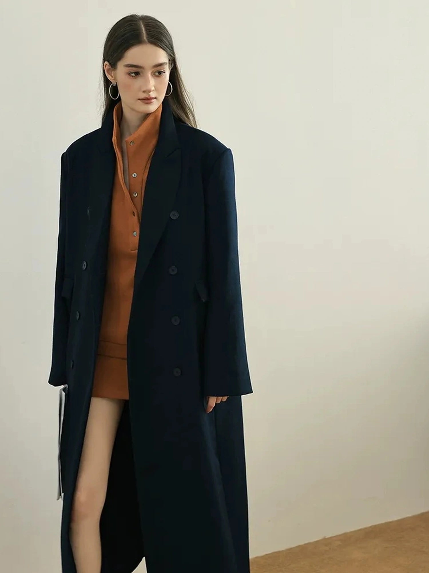FU FRESH UP Fine Wool Double Breasted Trench Coat