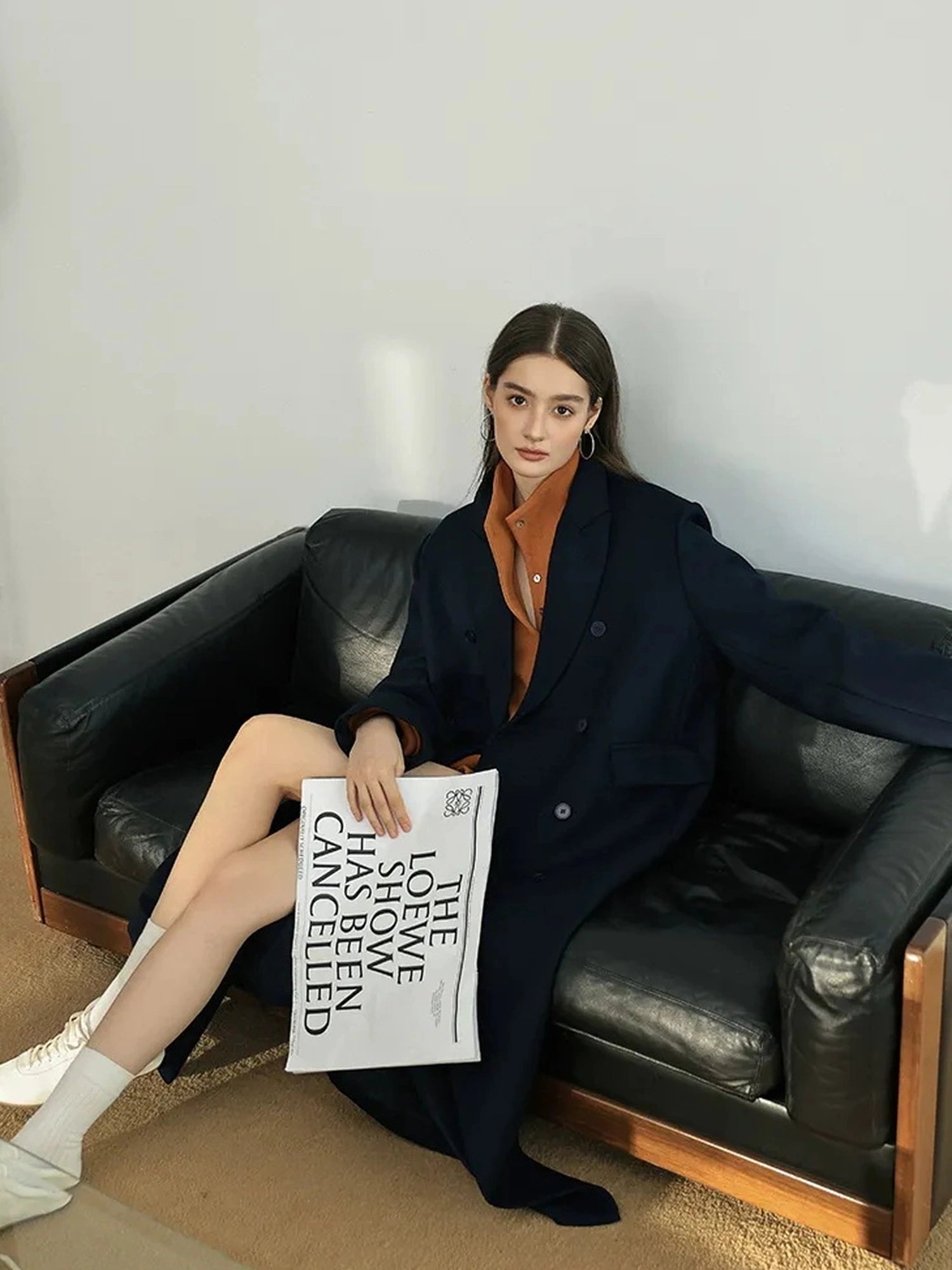 FU FRESH UP Fine Wool Double Breasted Trench Coat
