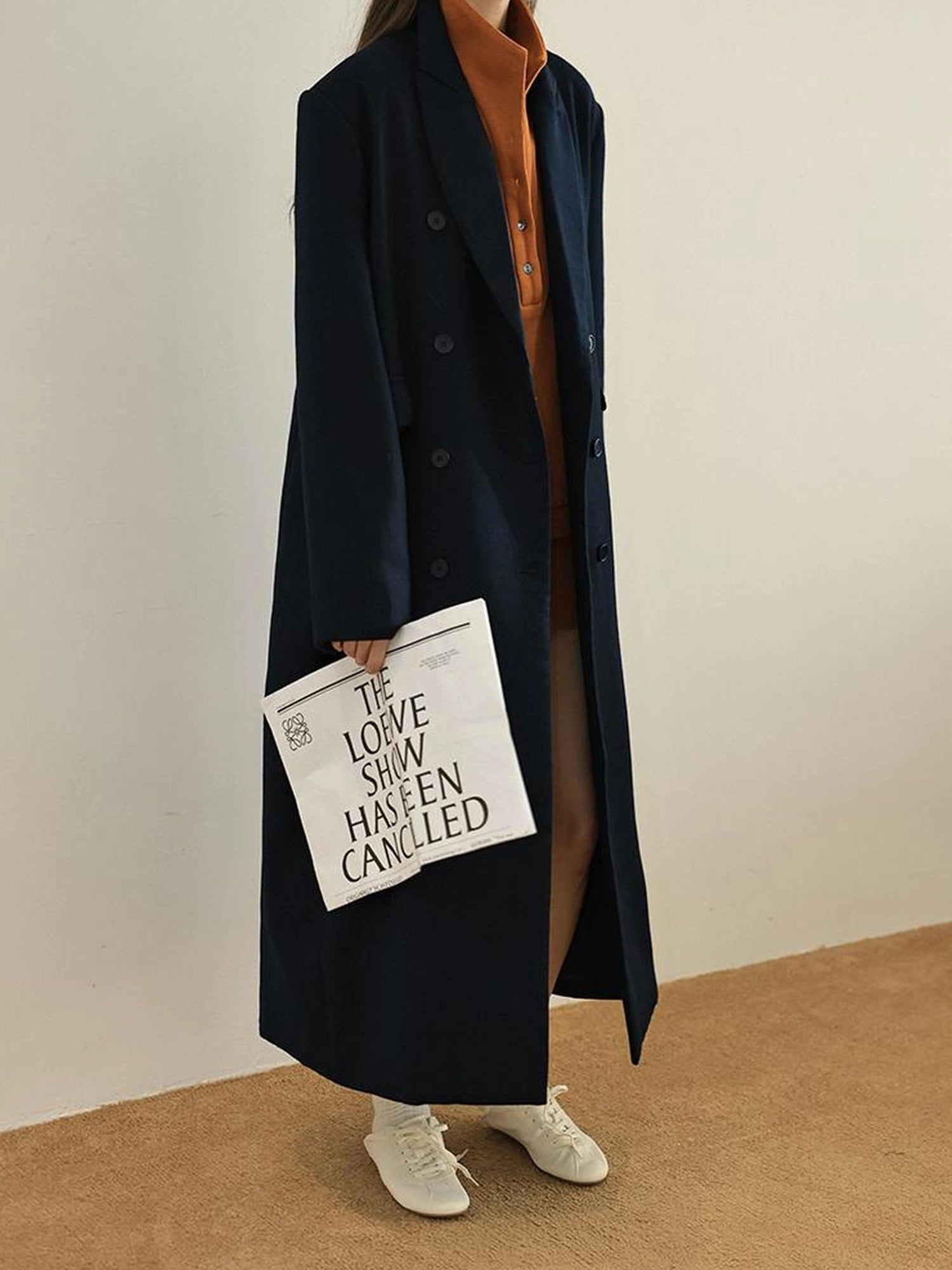FU FRESH UP Fine Wool Double Breasted Trench Coat