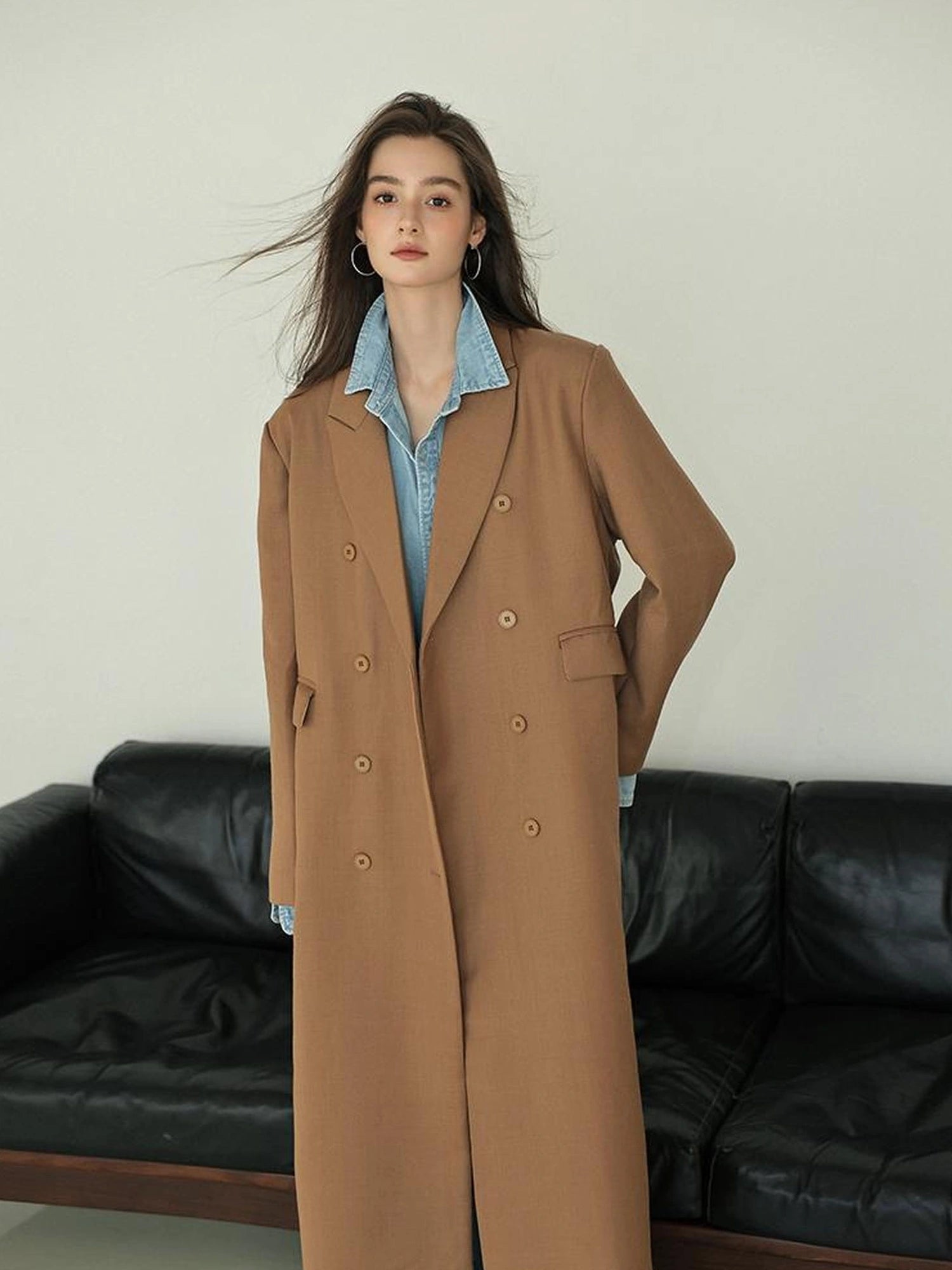 FU FRESH UP Fine Wool Double Breasted Trench Coat