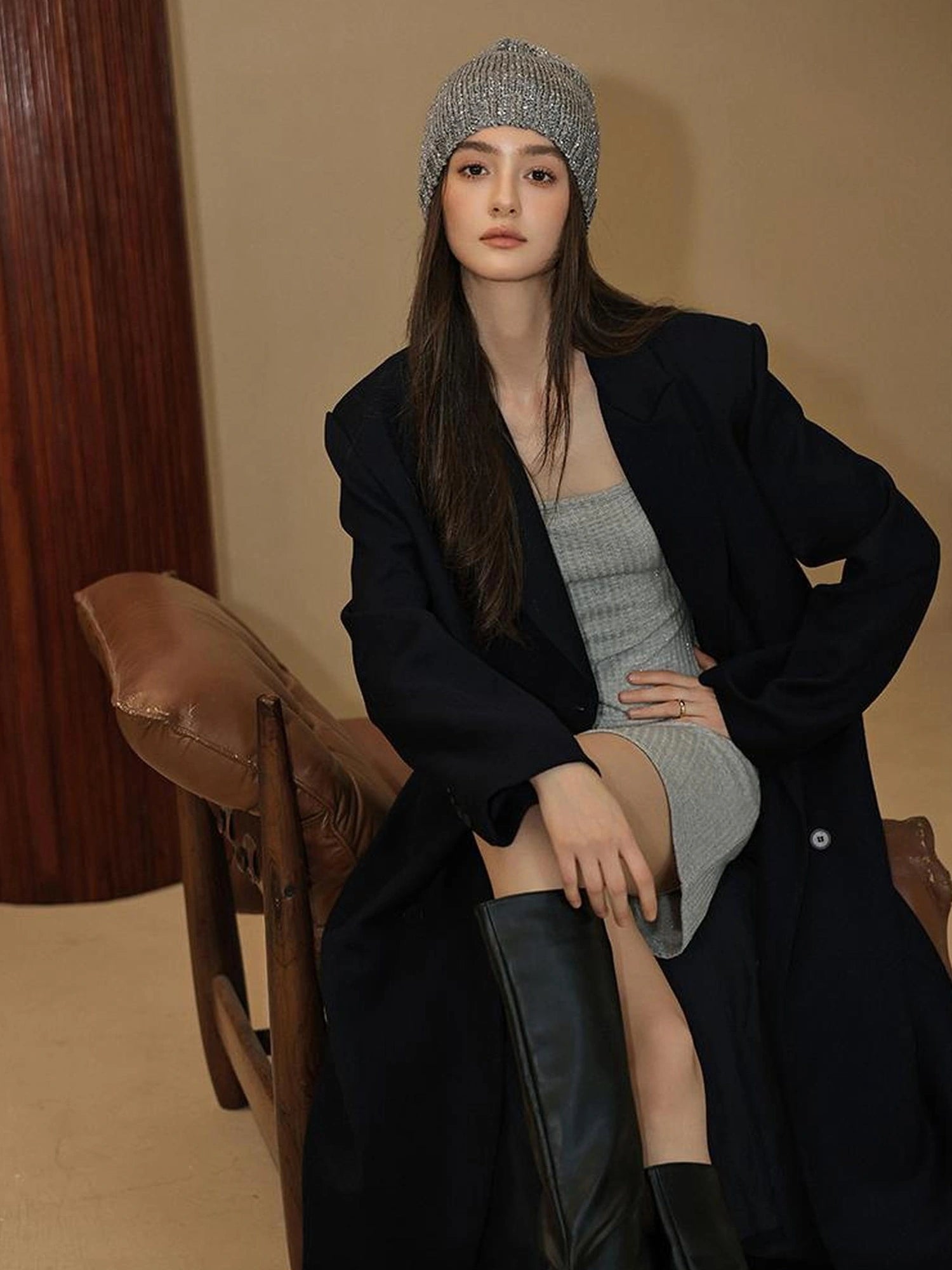 FU FRESH UP Fine Wool Double Breasted Trench Coat