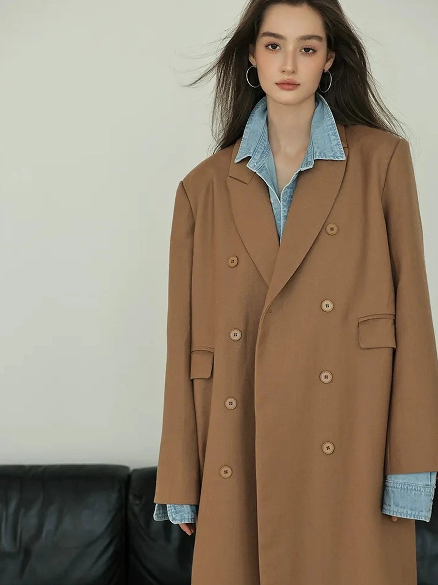 FU FRESH UP Fine Wool Double Breasted Trench Coat