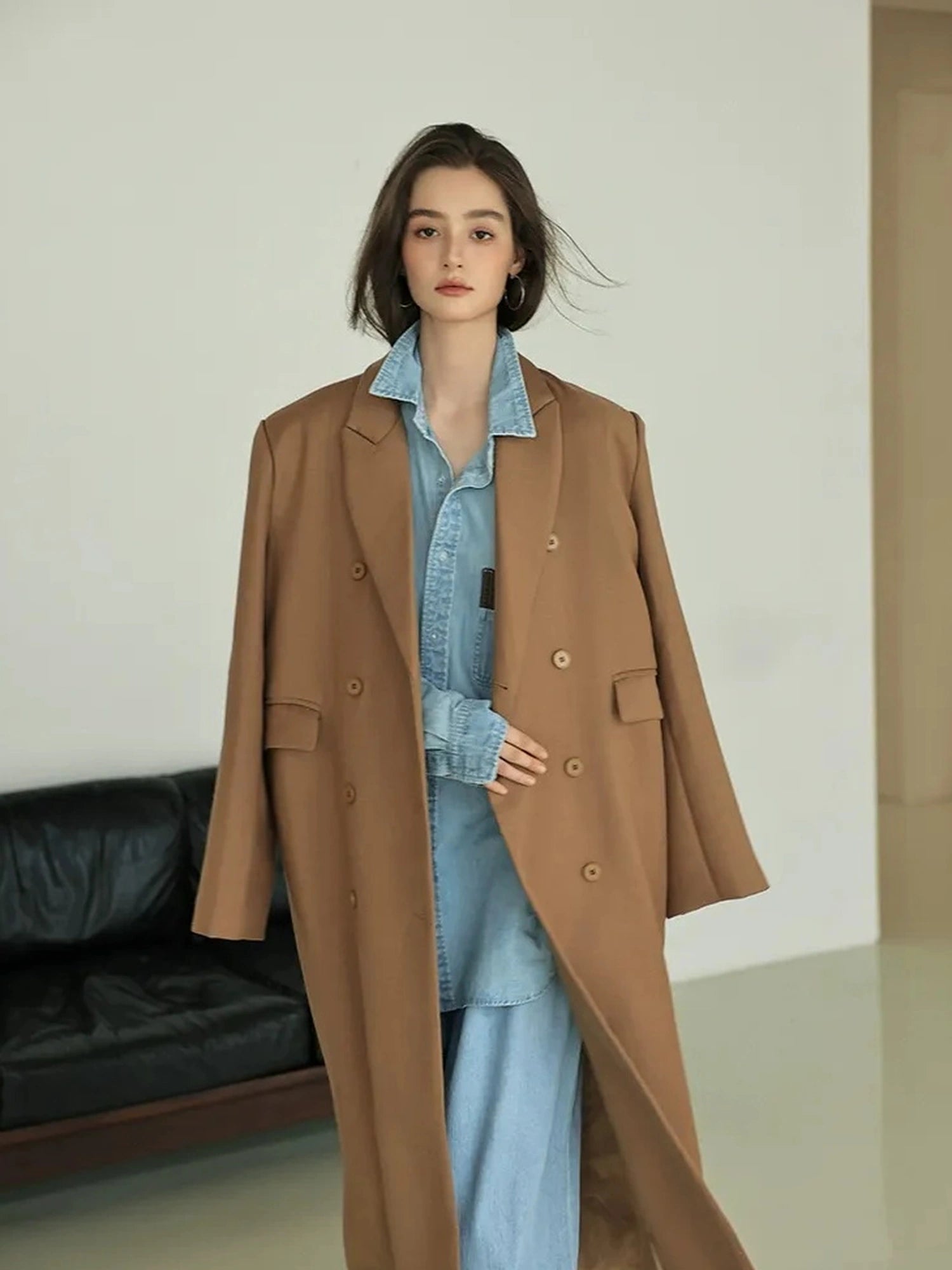 FU FRESH UP Fine Wool Double Breasted Trench Coat