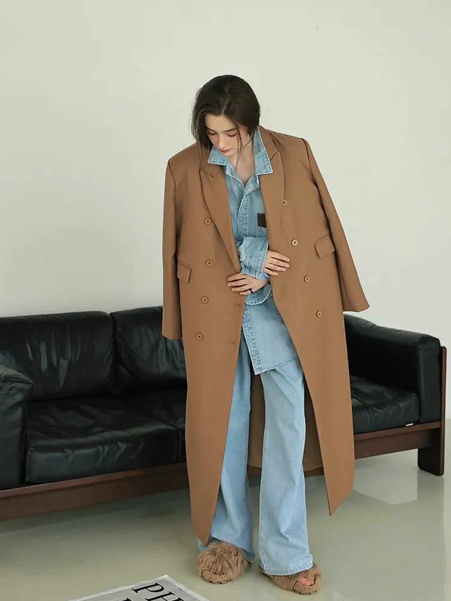 FU FRESH UP Fine Wool Double Breasted Trench Coat