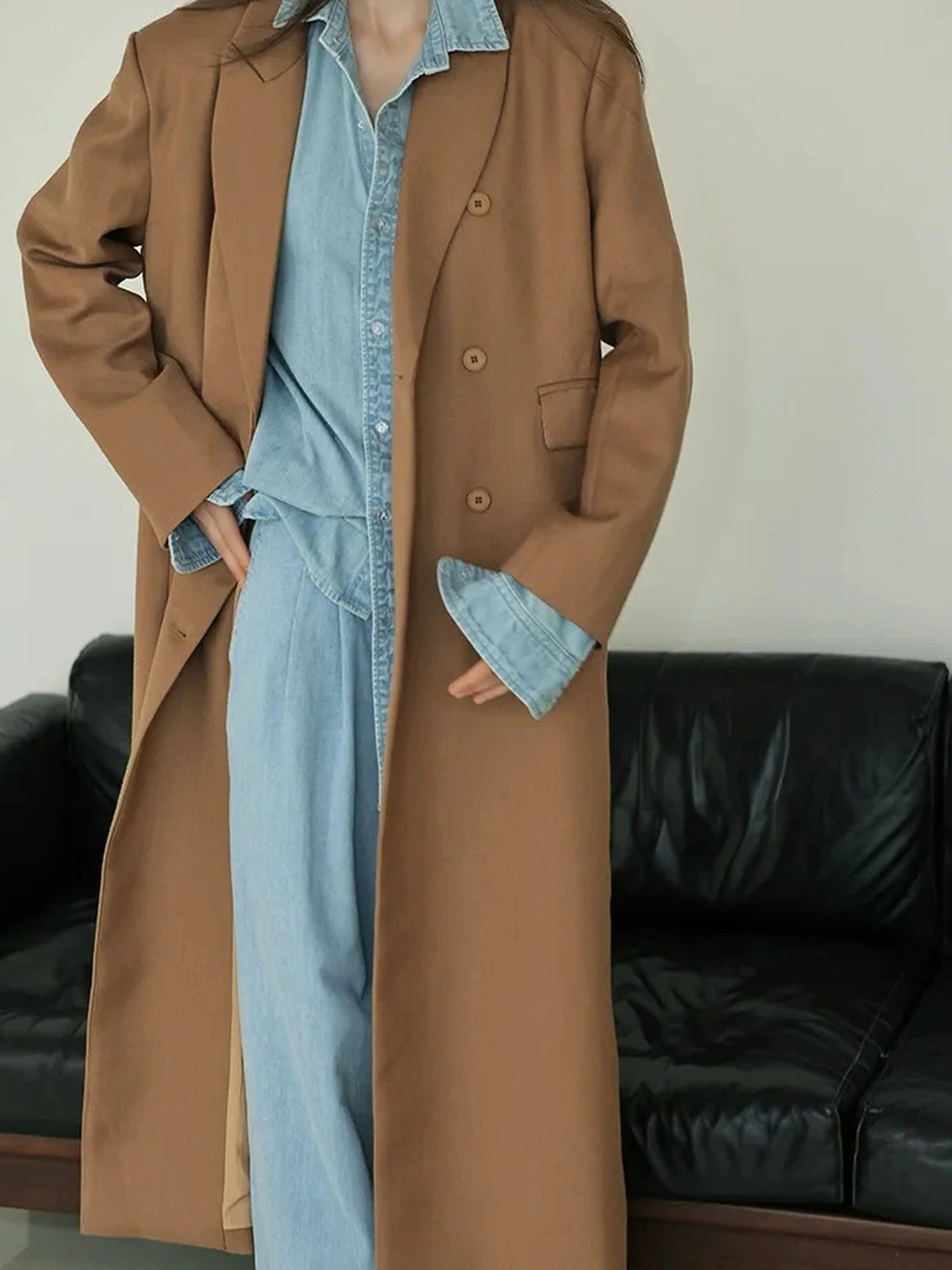 FU FRESH UP Fine Wool Double Breasted Trench Coat