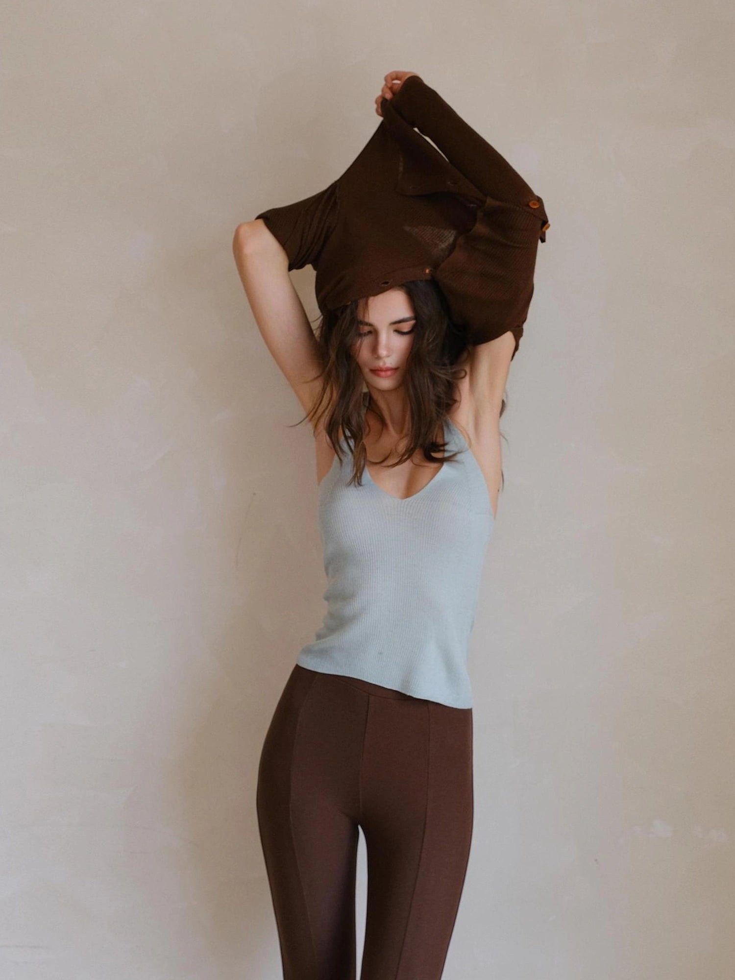FU FRESH UP Fine Wool Off Shoulder Knit Two Piece Set