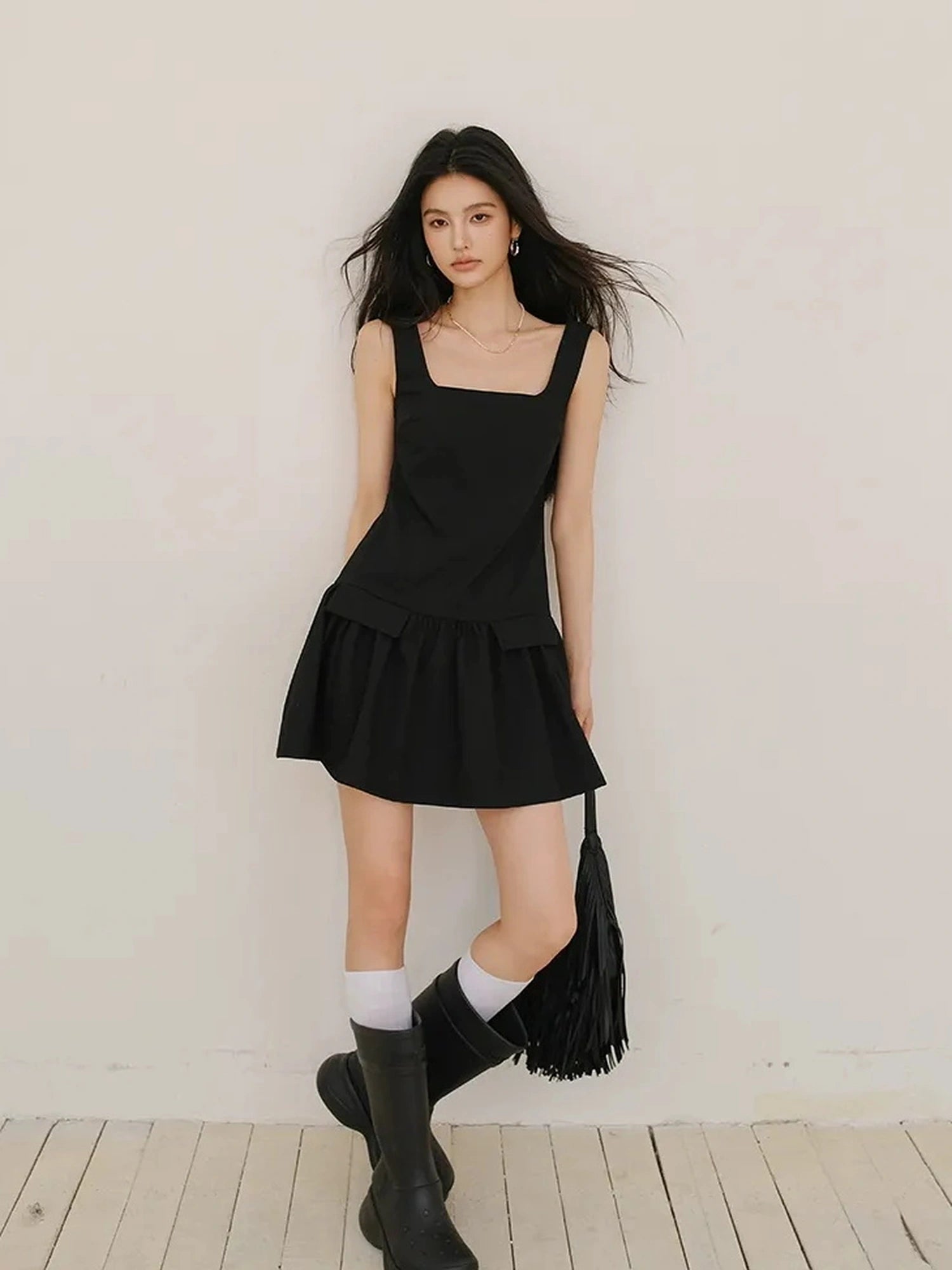 FU FRESH UP Flirty A Line Sleeveless Puff Hem Dress