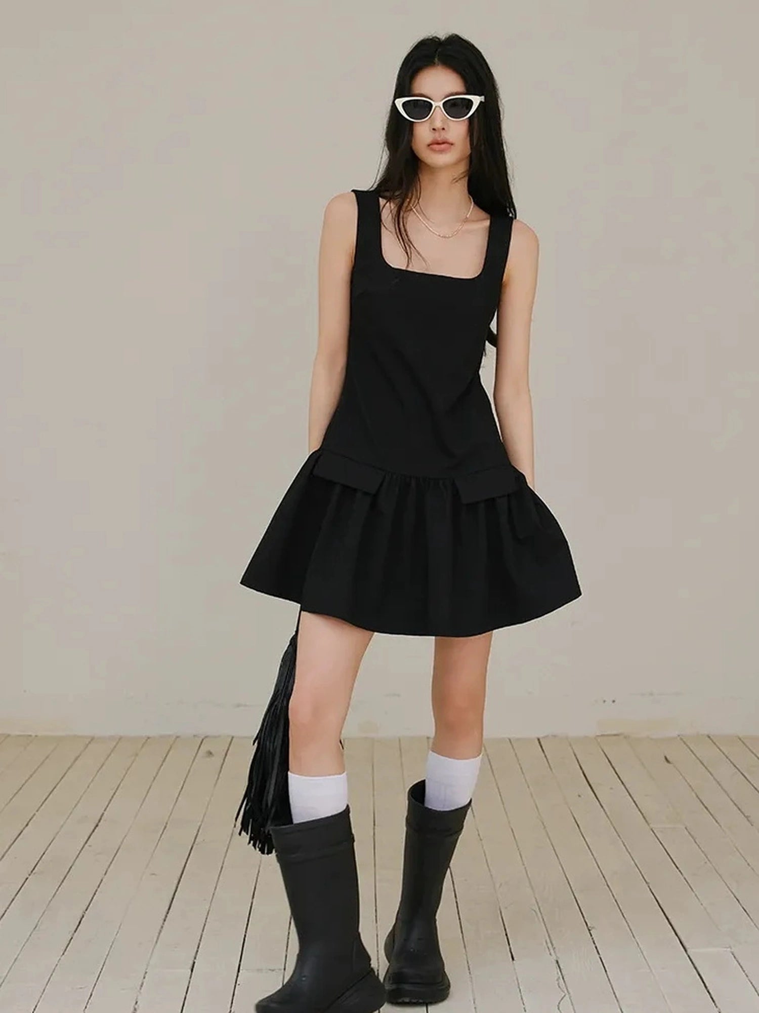 FU FRESH UP Flirty A Line Sleeveless Puff Hem Dress