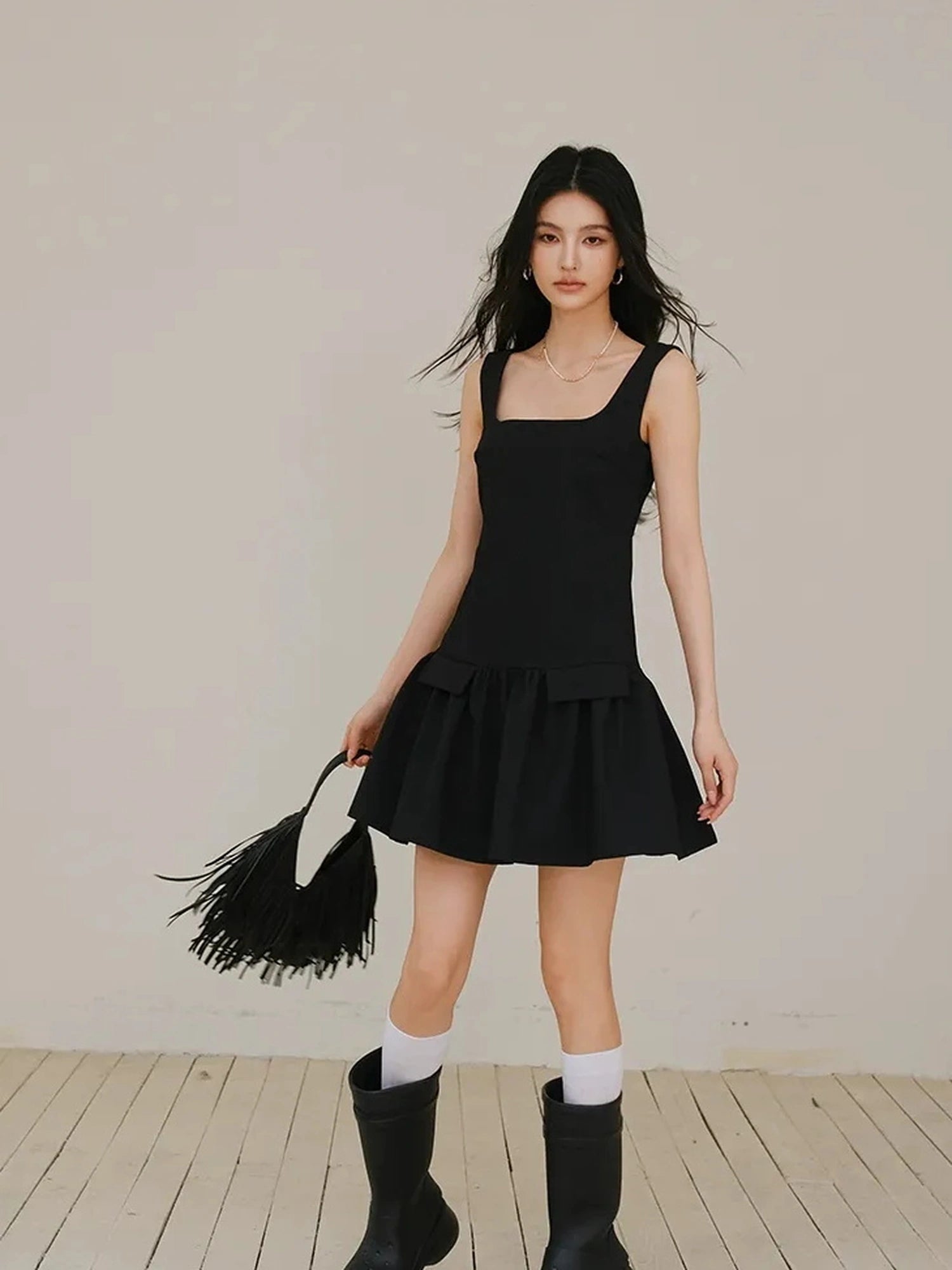 FU FRESH UP Flirty A Line Sleeveless Puff Hem Dress