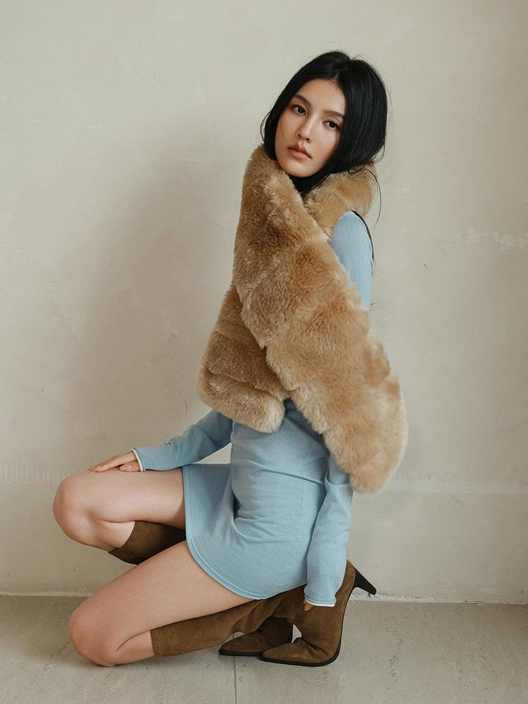 FU FRESH UP Fluffy Double Sided Faux Fur Warm Women&