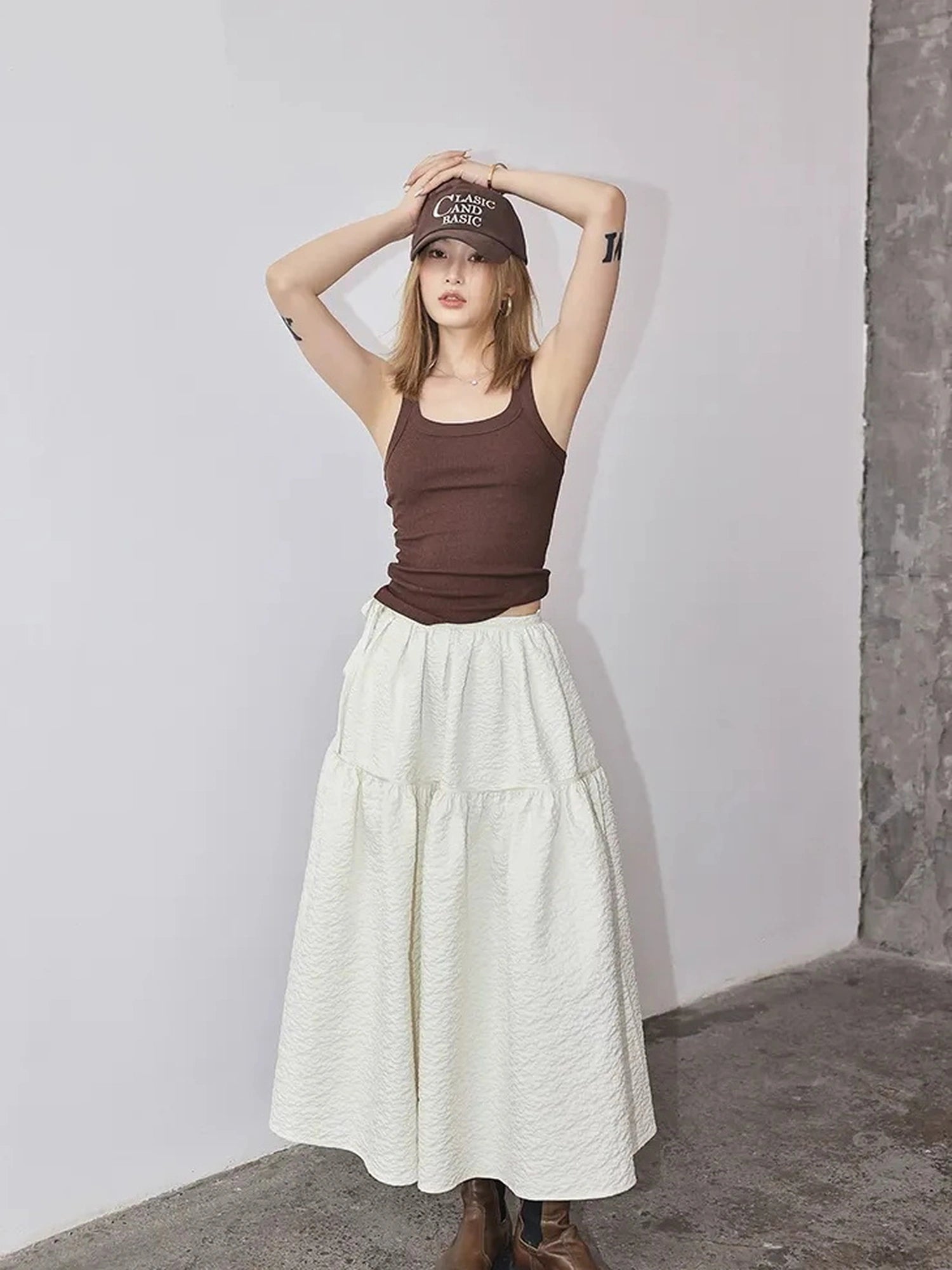 FU FRESH UP French Floral A Line Tulle Skirt