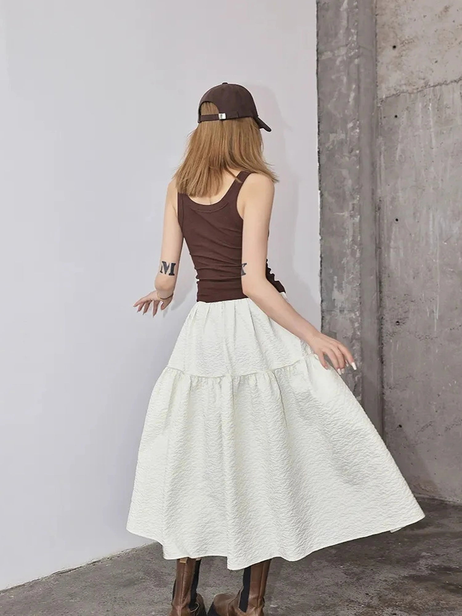 FU FRESH UP French Floral A Line Tulle Skirt
