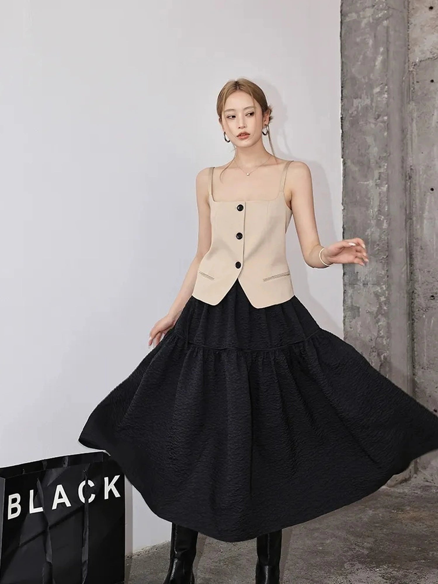 FU FRESH UP French Floral A Line Tulle Skirt