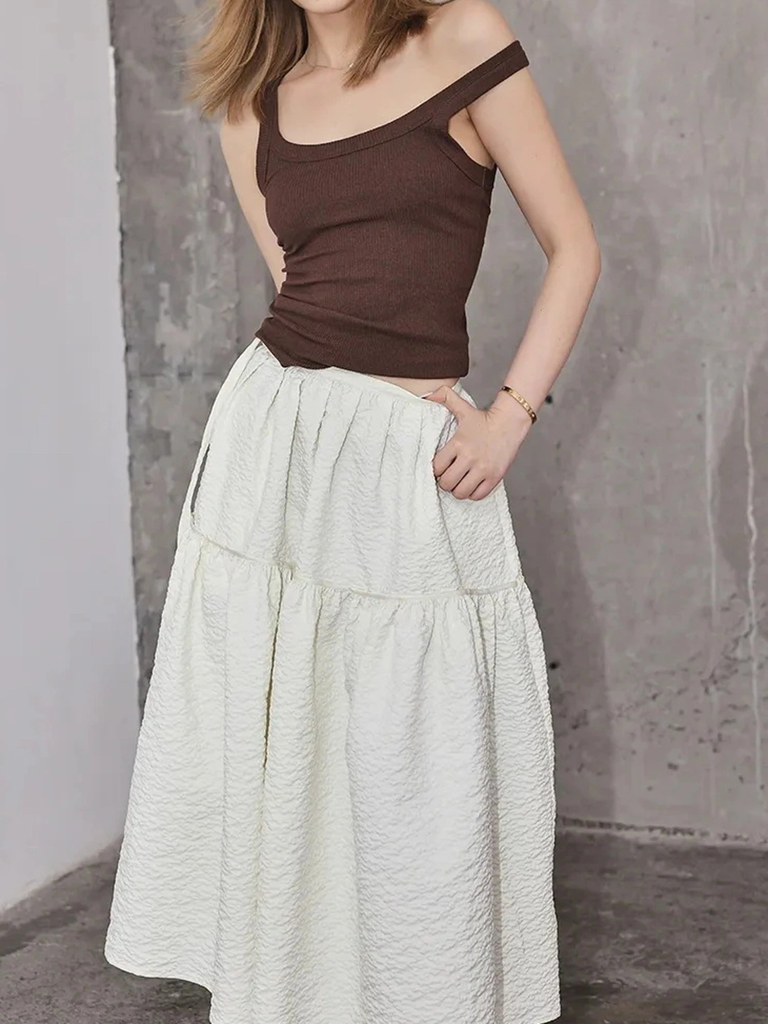 FU FRESH UP French Floral A Line Tulle Skirt