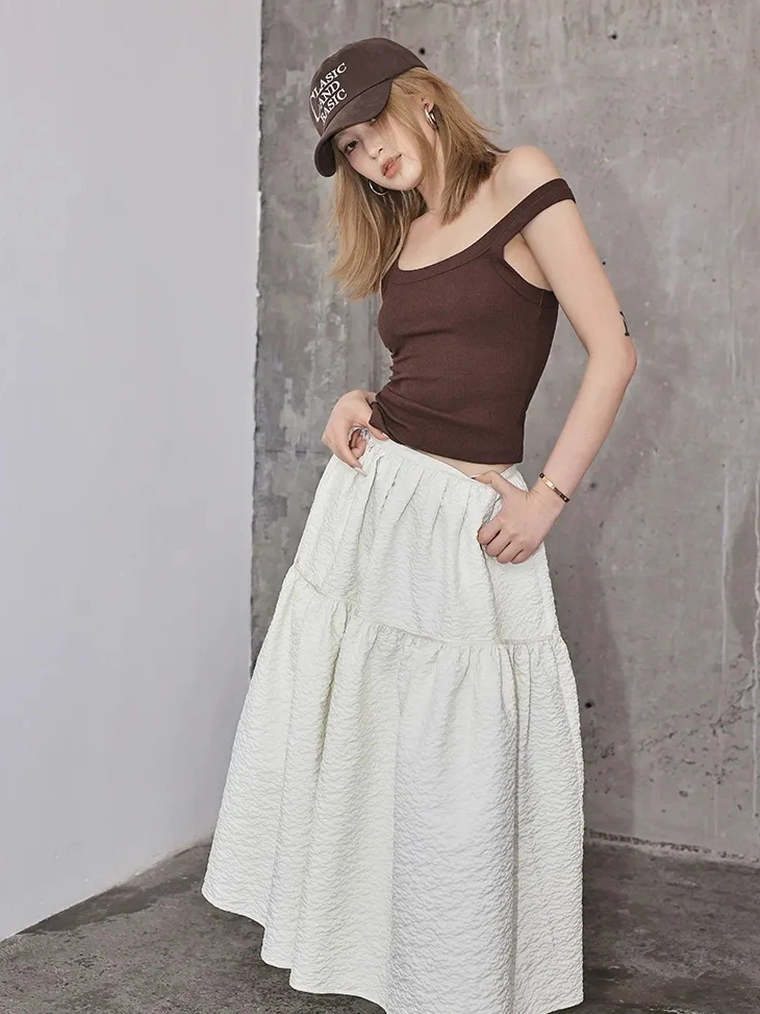 FU FRESH UP French Floral A Line Tulle Skirt