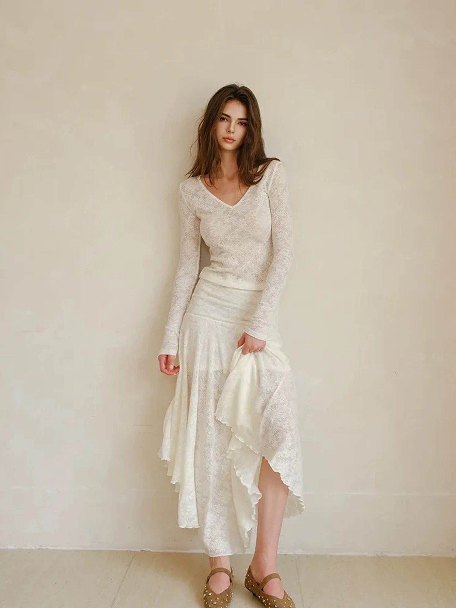 FU FRESH UP French Lace Jacquard Wool Knit Set