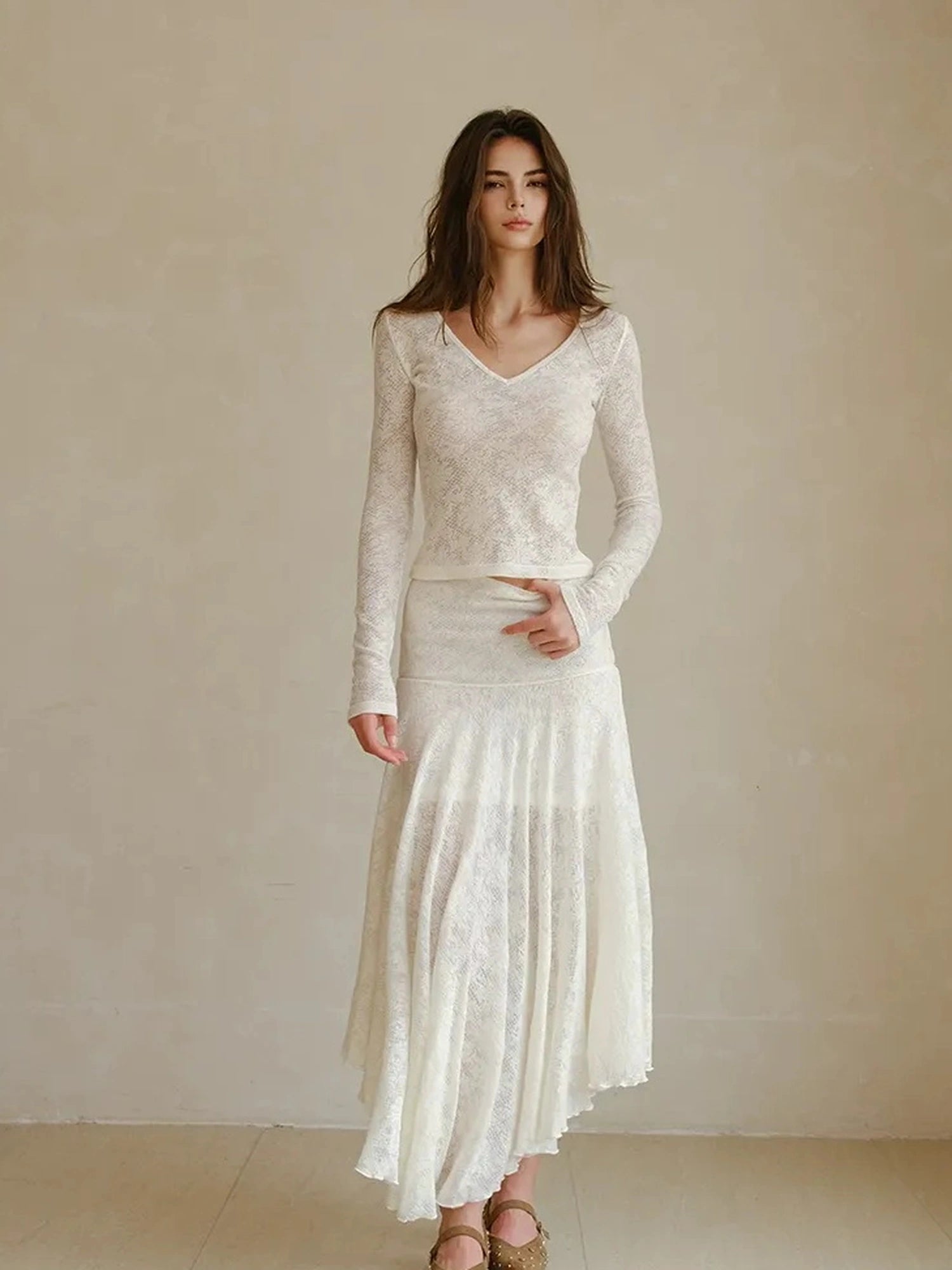 FU FRESH UP French Lace Jacquard Wool Knit Set