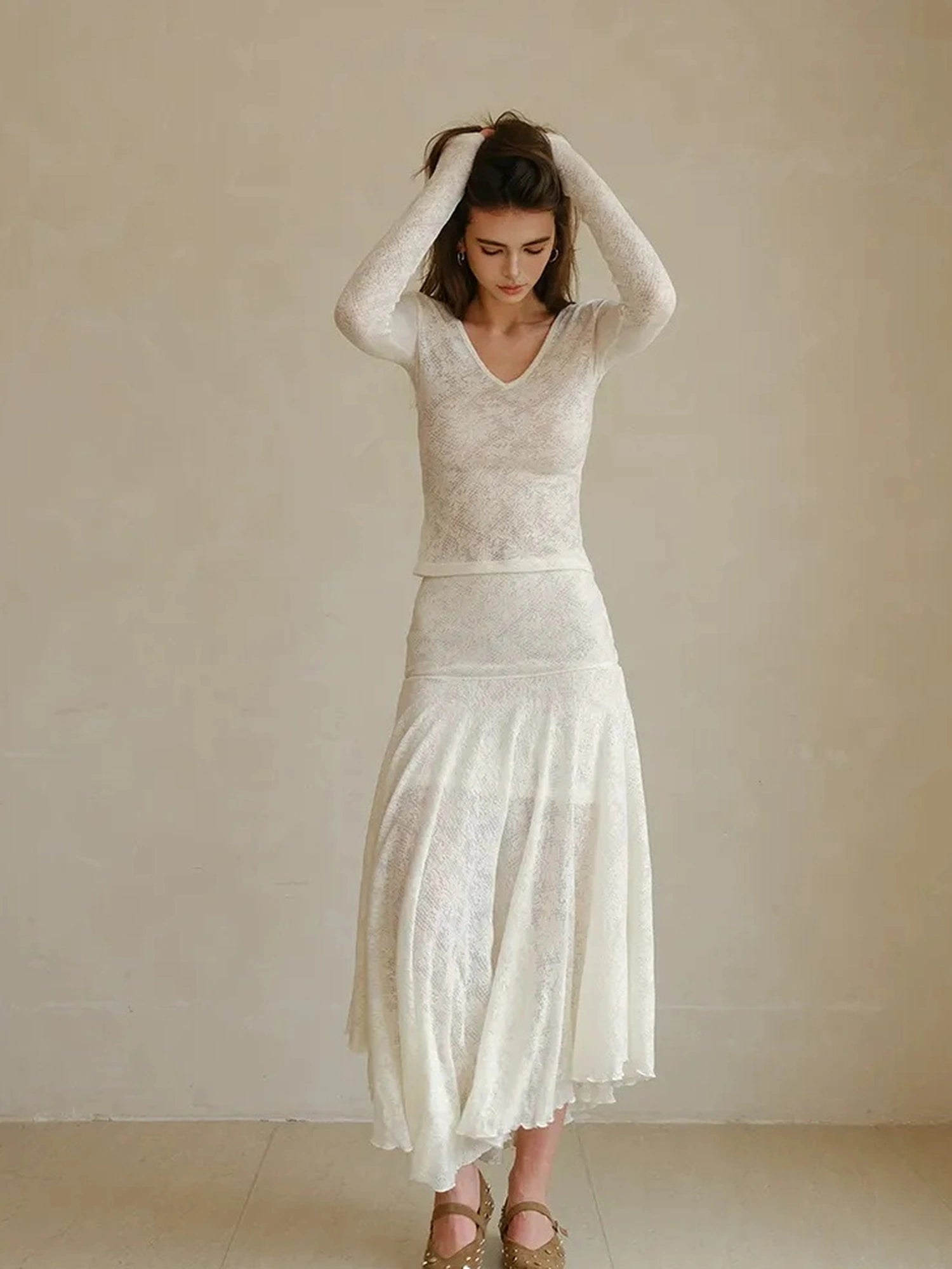 FU FRESH UP French Lace Jacquard Wool Knit Set