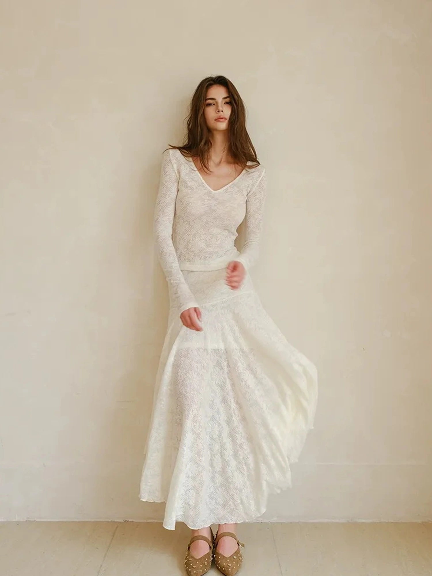 FU FRESH UP French Lace Jacquard Wool Knit Set