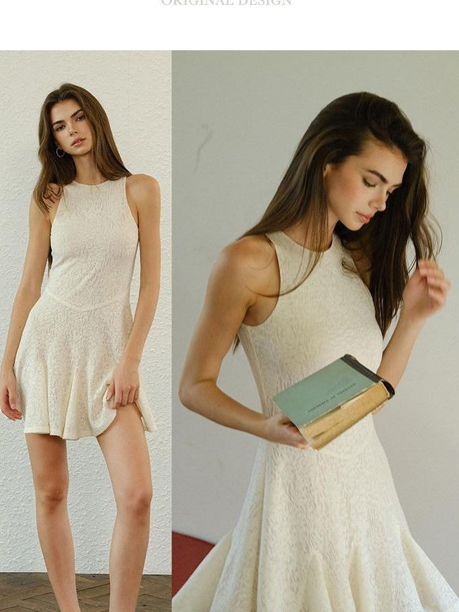 FU FRESH UP French Lace Knit Sleeveless High Waist A Line Women&