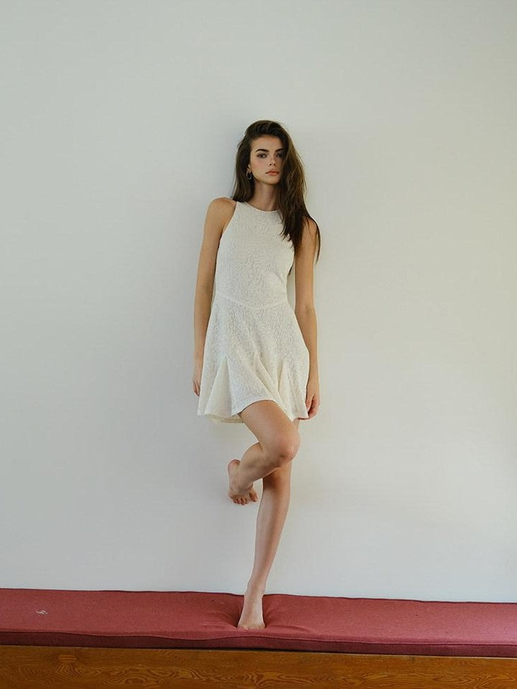FU FRESH UP French Lace Knit Sleeveless High Waist A Line Women&