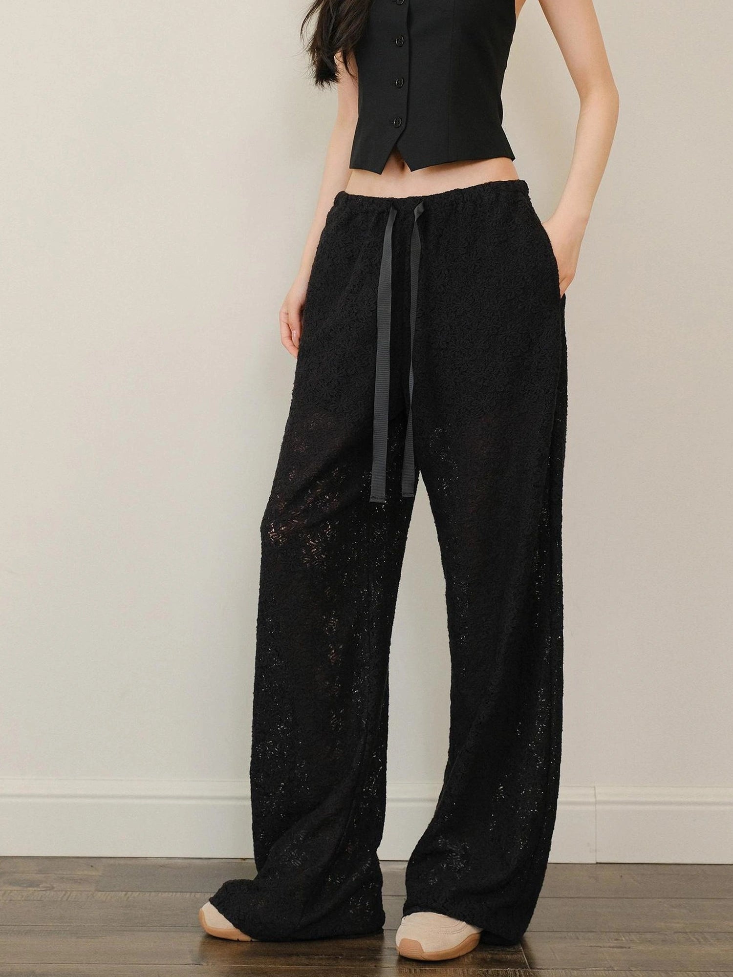 FU FRESH UP French Lace Wide Leg Trousers