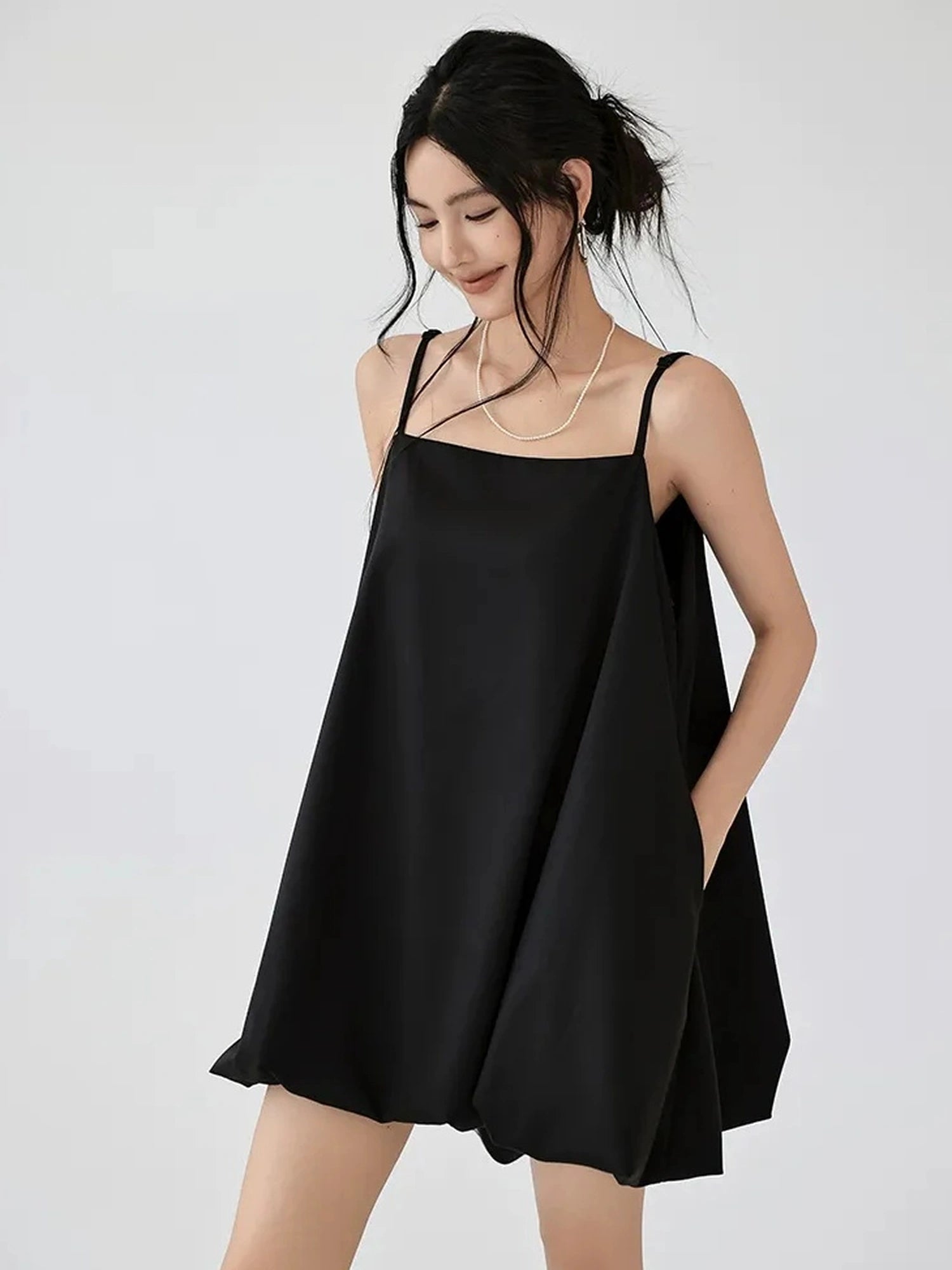 FU FRESH UP French Romantic Cloud Bloom A Line Dress V-neck T-shirt Long Sleeve