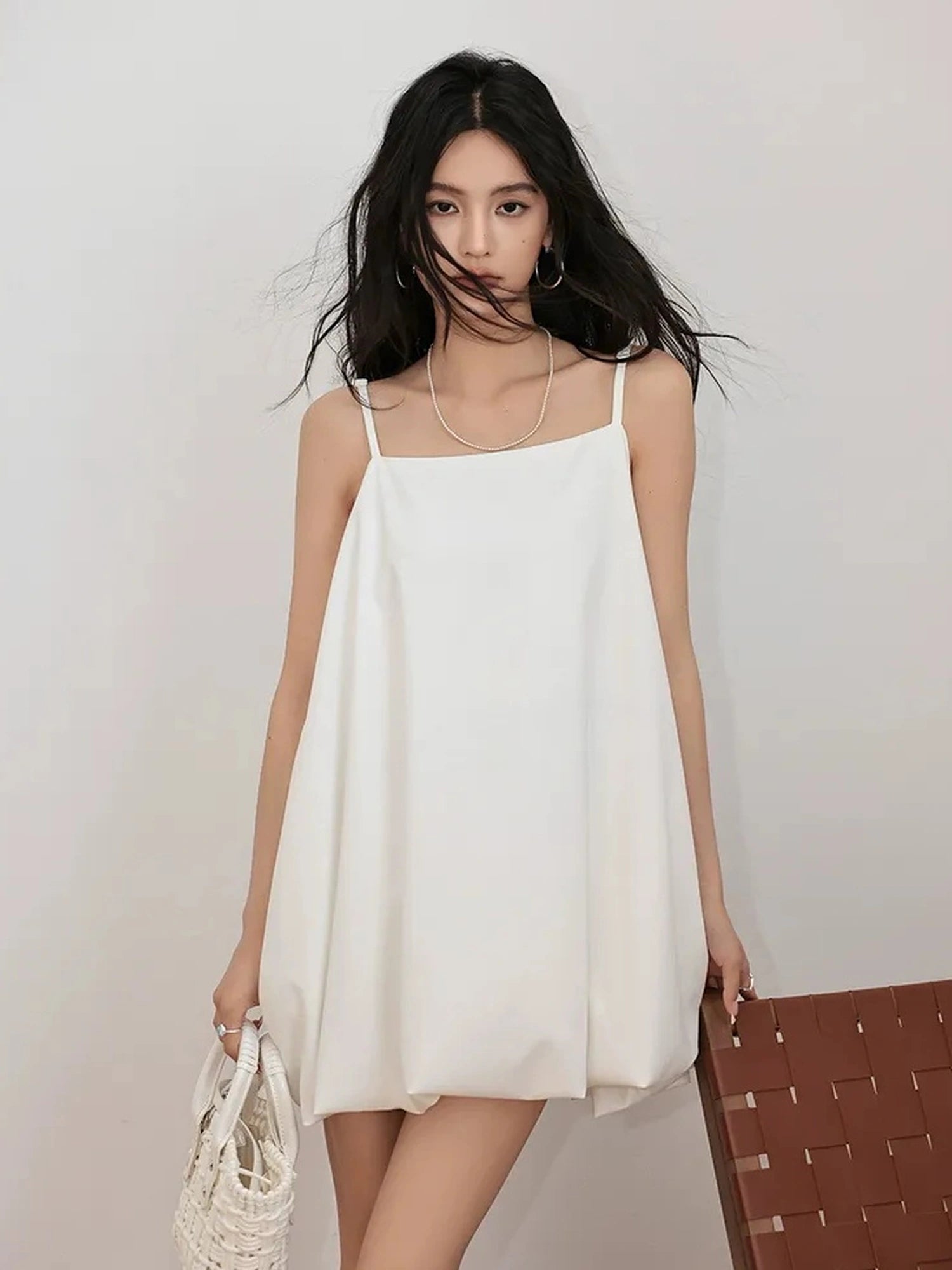FU FRESH UP French Romantic Cloud Bloom A Line Dress V-neck T-shirt Long Sleeve