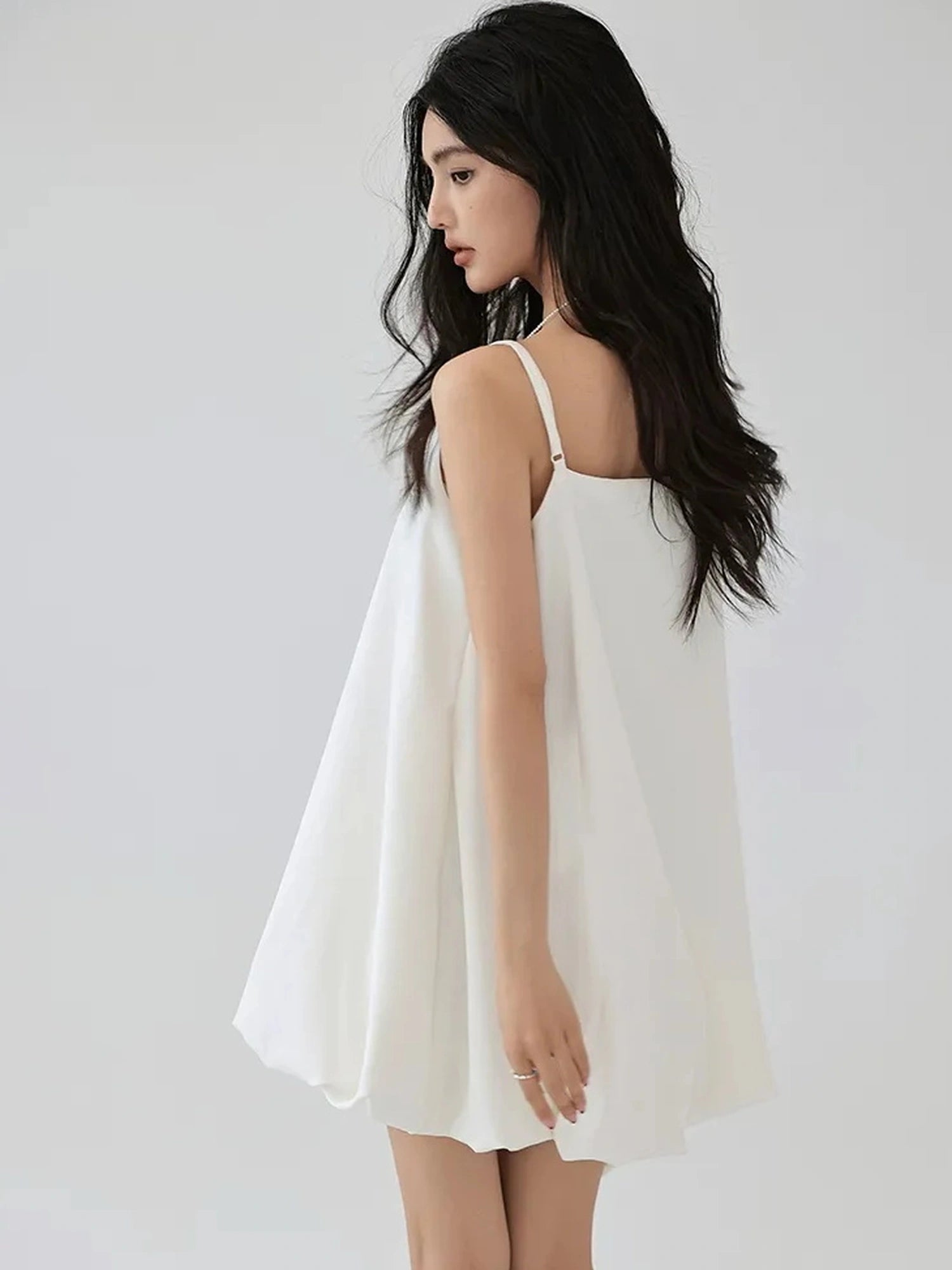 FU FRESH UP French Romantic Cloud Bloom A Line Dress V-neck T-shirt Long Sleeve