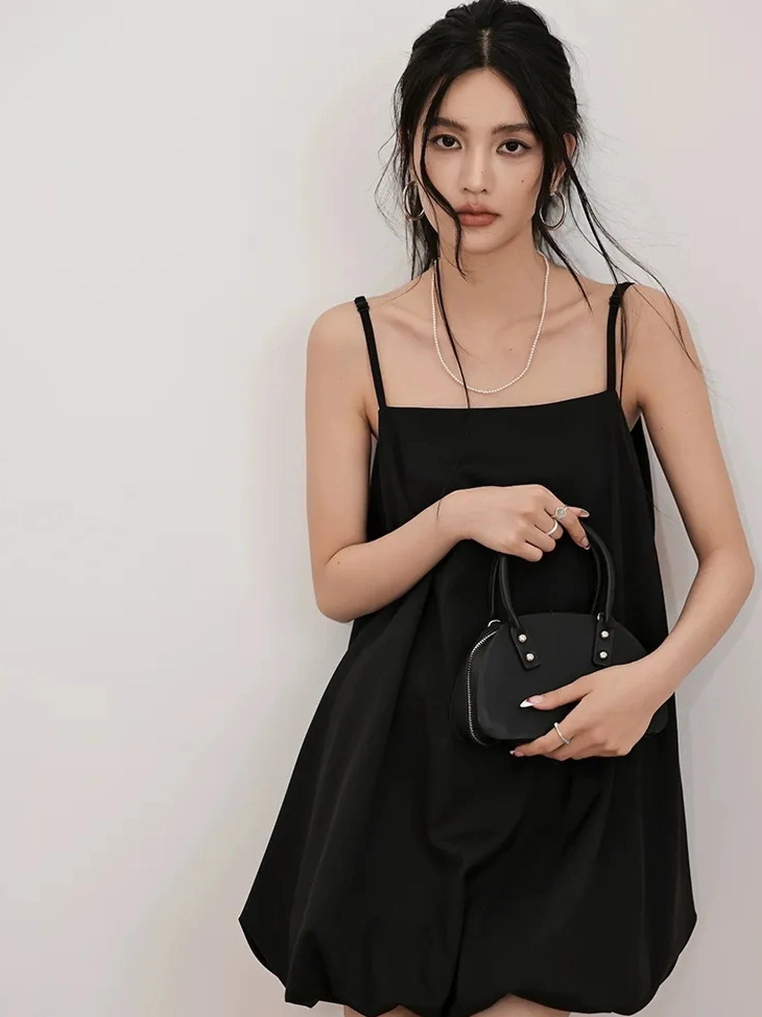 FU FRESH UP French Romantic Cloud Bloom A Line Dress V-neck T-shirt Long Sleeve