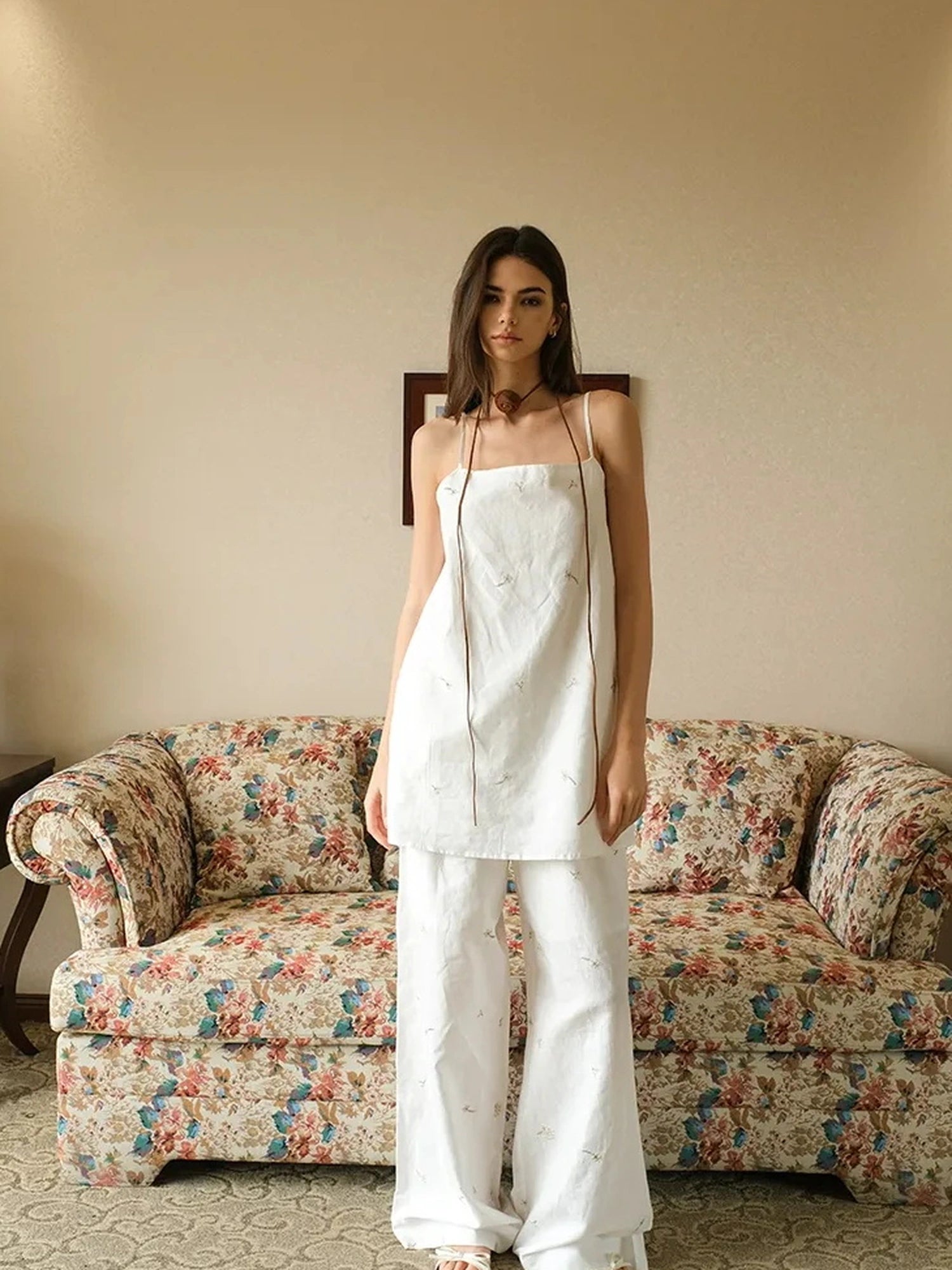 FU FRESH UP French Romantic Embroidered Linen Dress Set