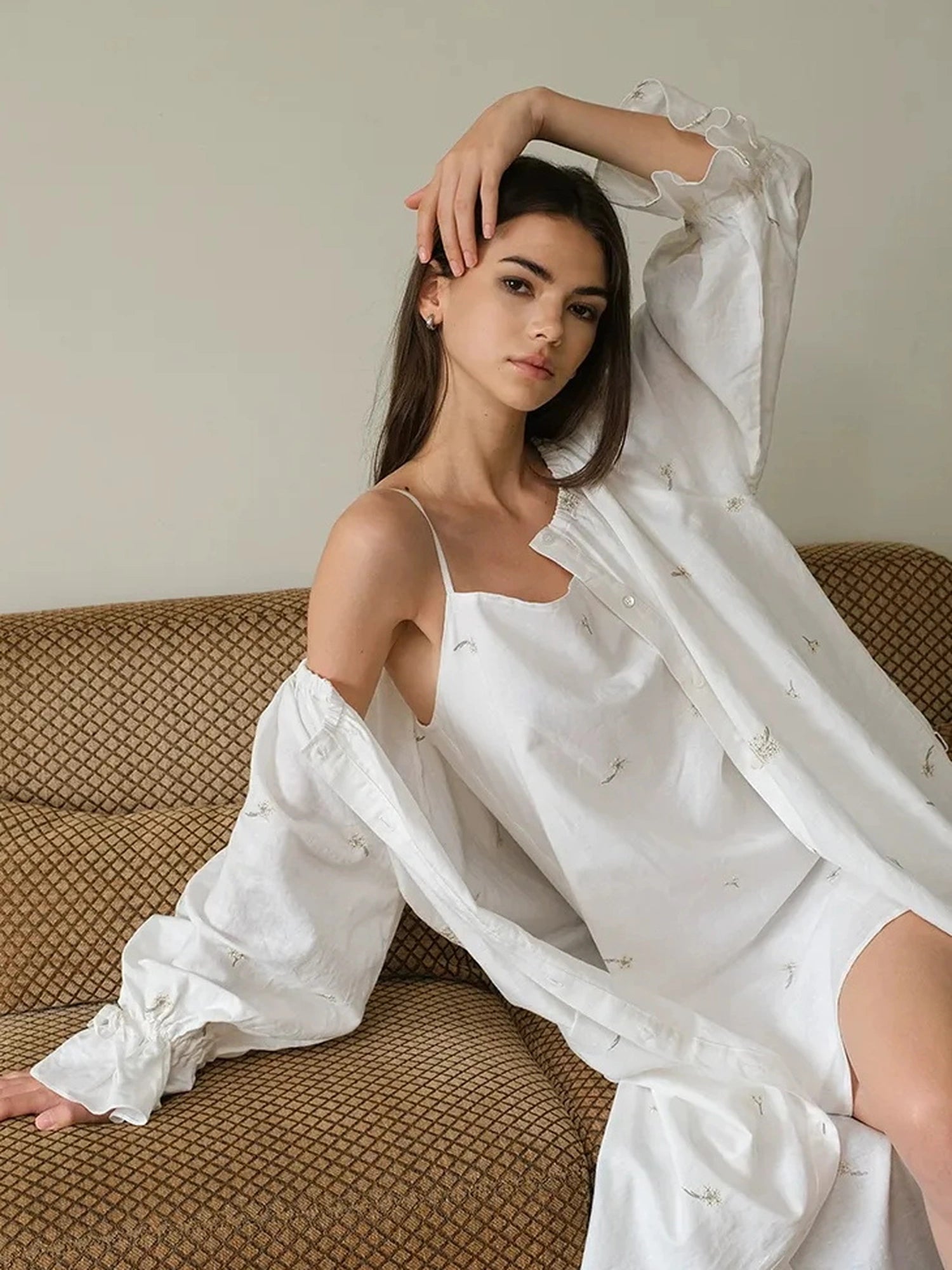 FU FRESH UP French Romantic Embroidered Linen Dress Set