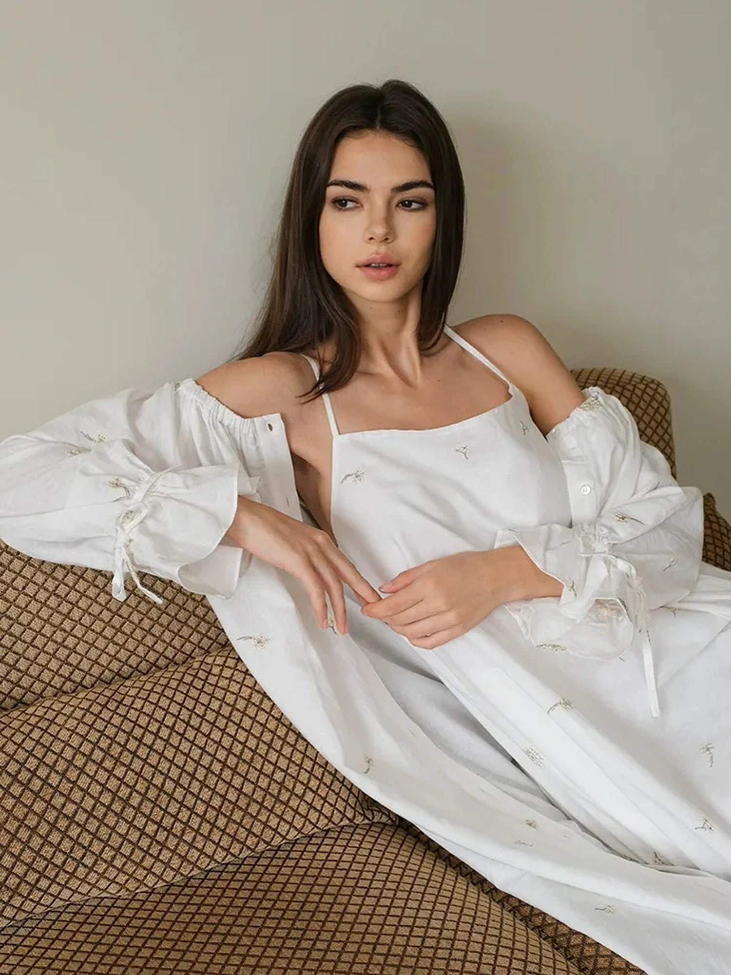 FU FRESH UP French Romantic Embroidered Linen Dress Set