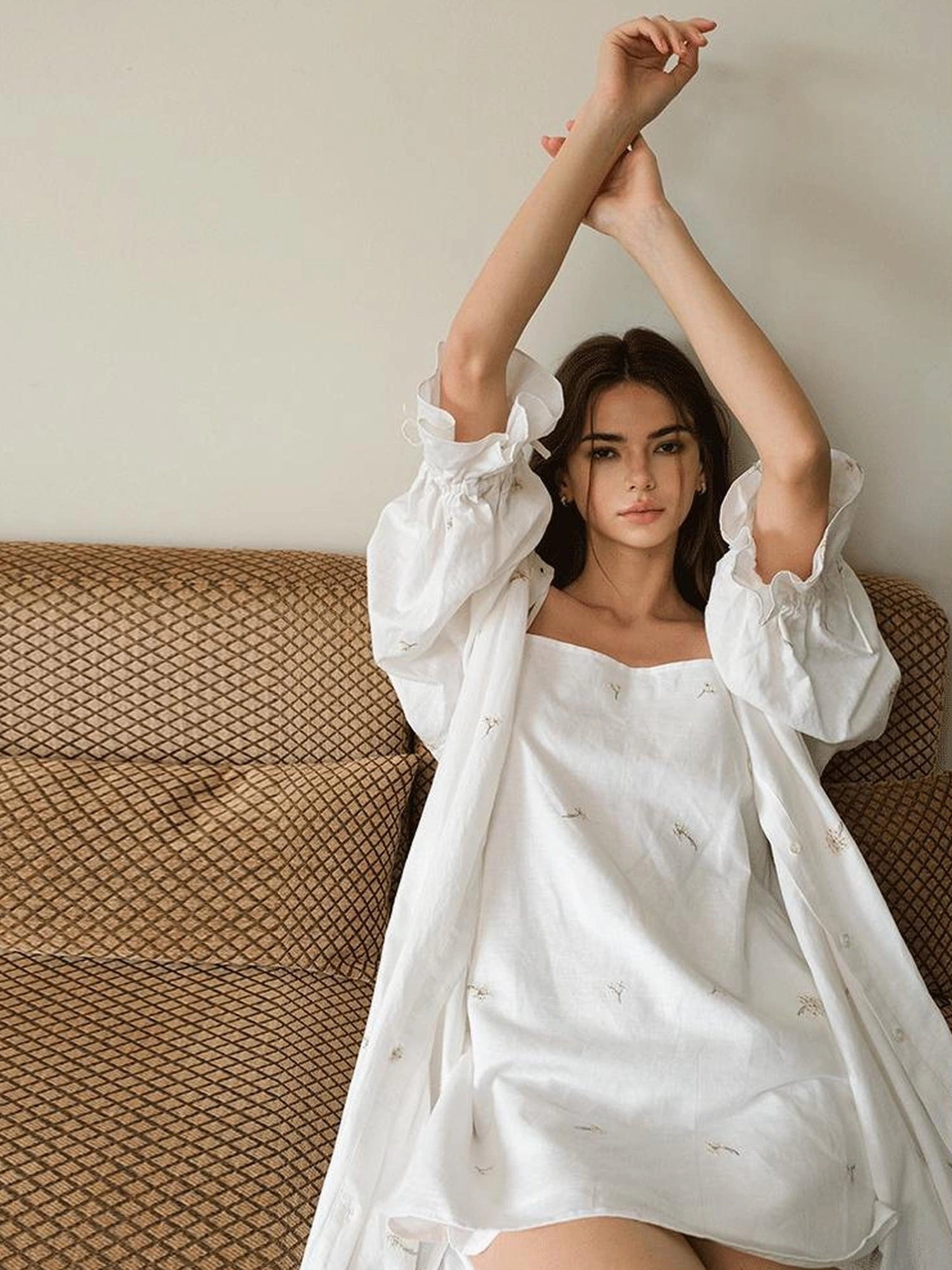 FU FRESH UP French Romantic Embroidered Linen Dress Set