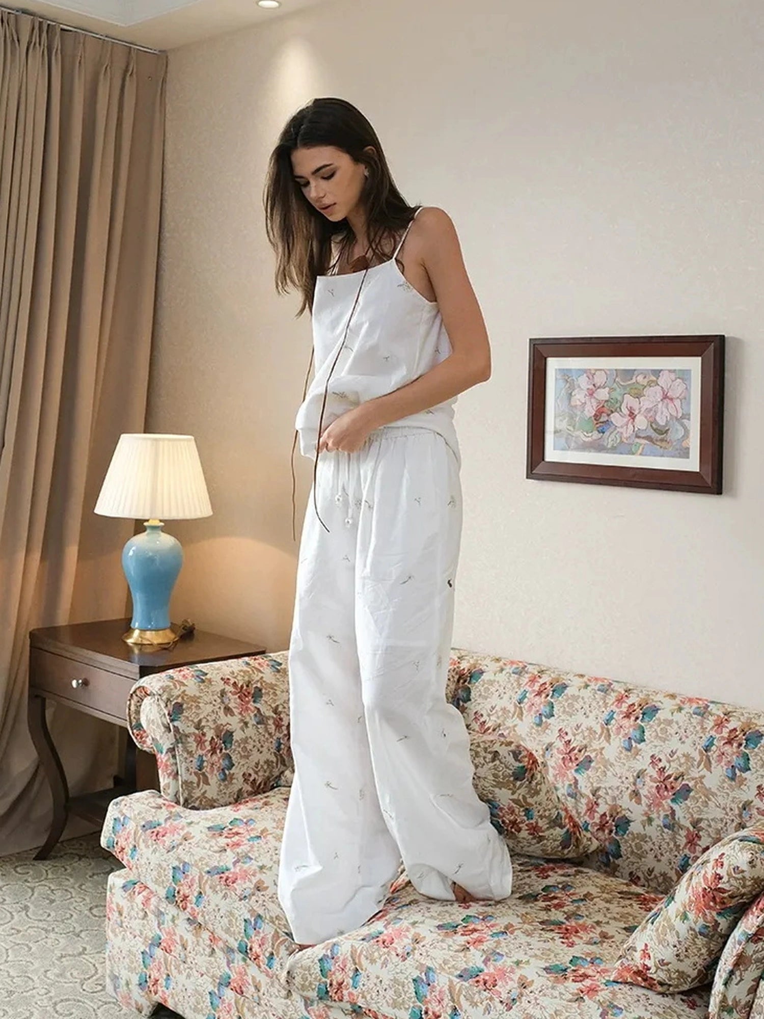 FU FRESH UP French Romantic Embroidered Linen Dress Set