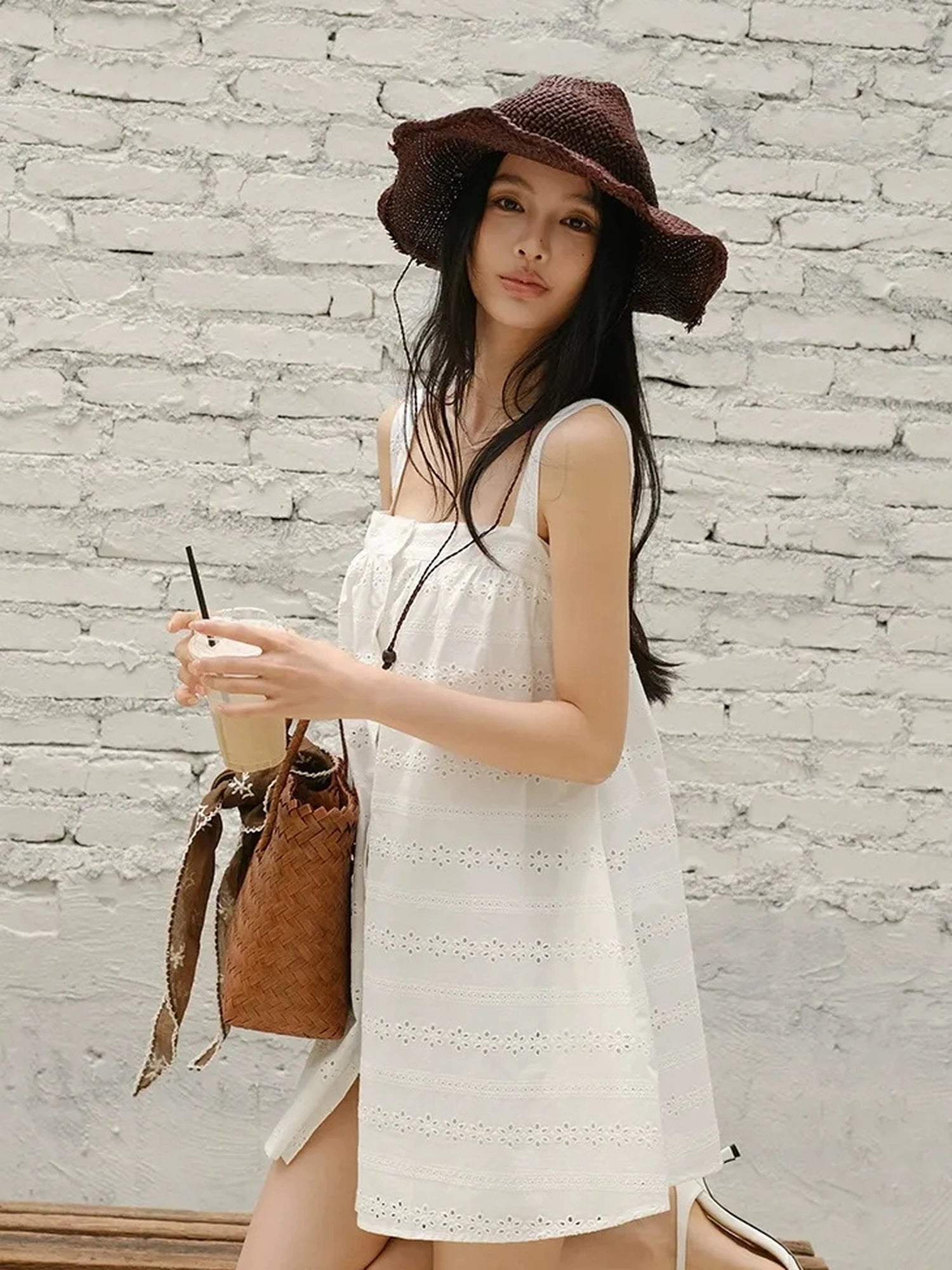 FU FRESH UP French Romantic Embroidered Sundress With Square Neck