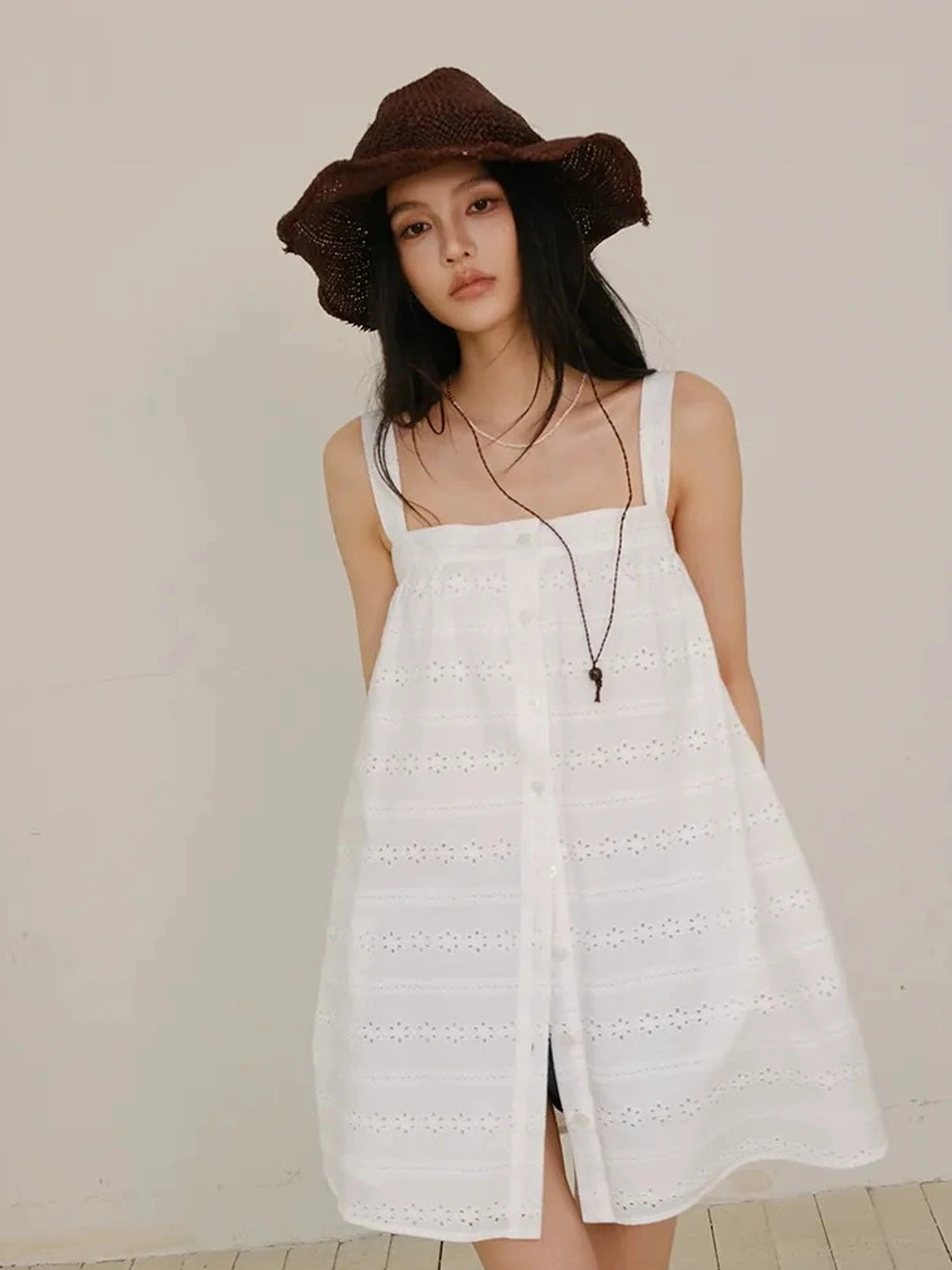 FU FRESH UP French Romantic Embroidered Sundress With Square Neck