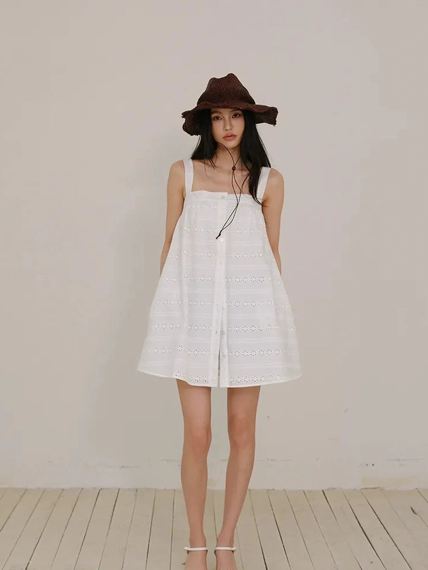 FU FRESH UP French Romantic Embroidered Sundress With Square Neck